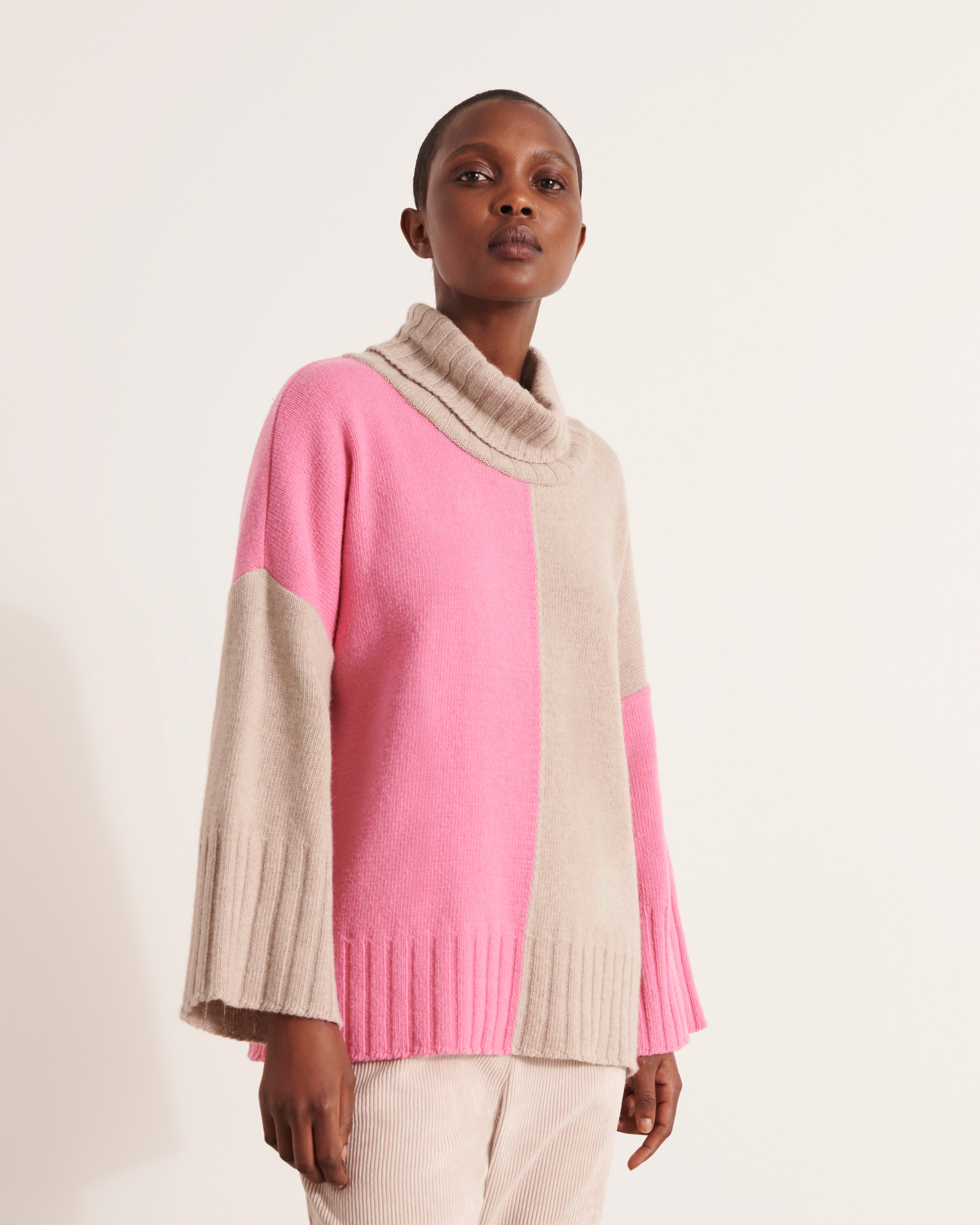 Pull maille intarsia en laine mérinos et cachemire ALPES/12013/650
