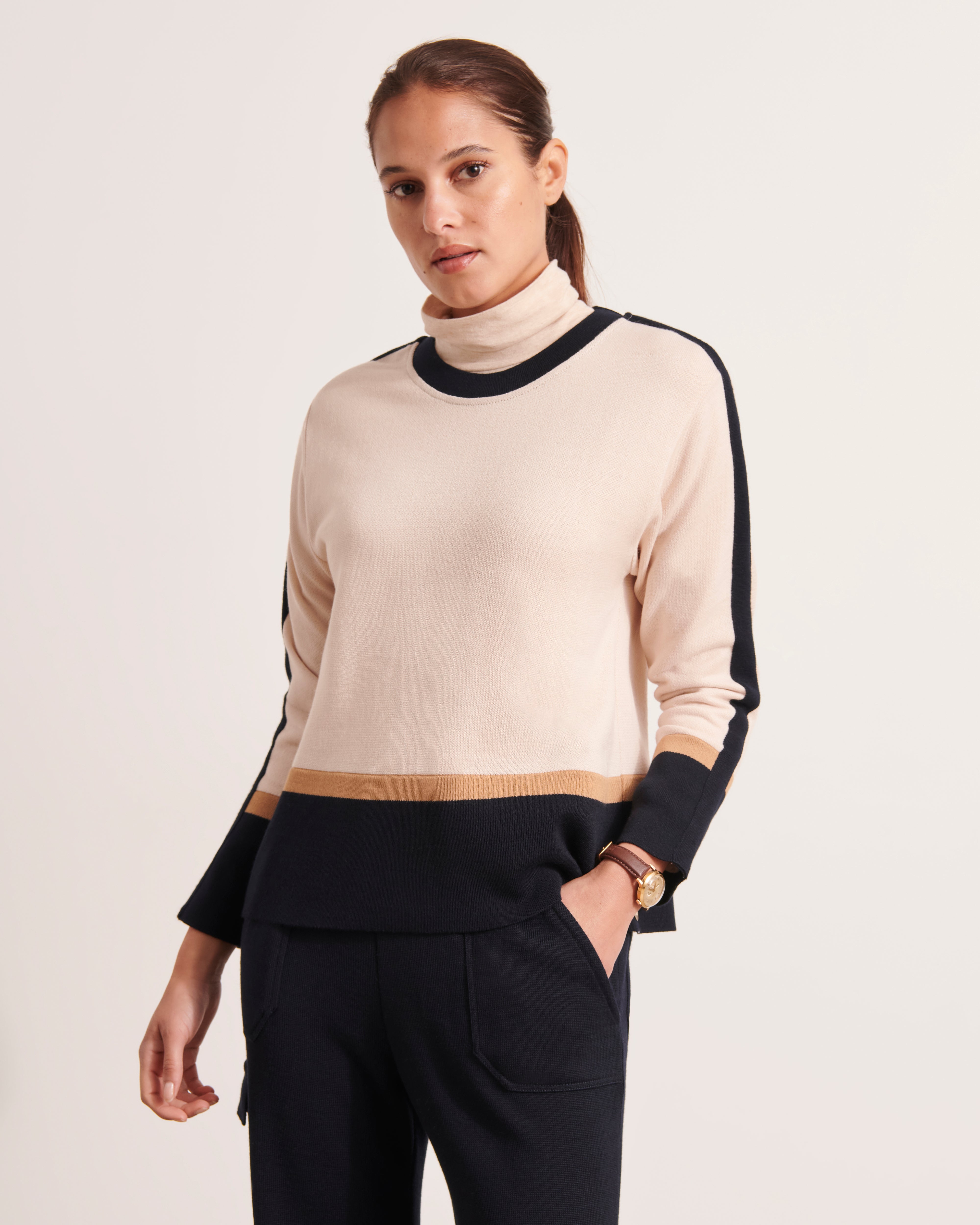 Pull col rond en laine mérinos ANNETTE1927/12038/781
