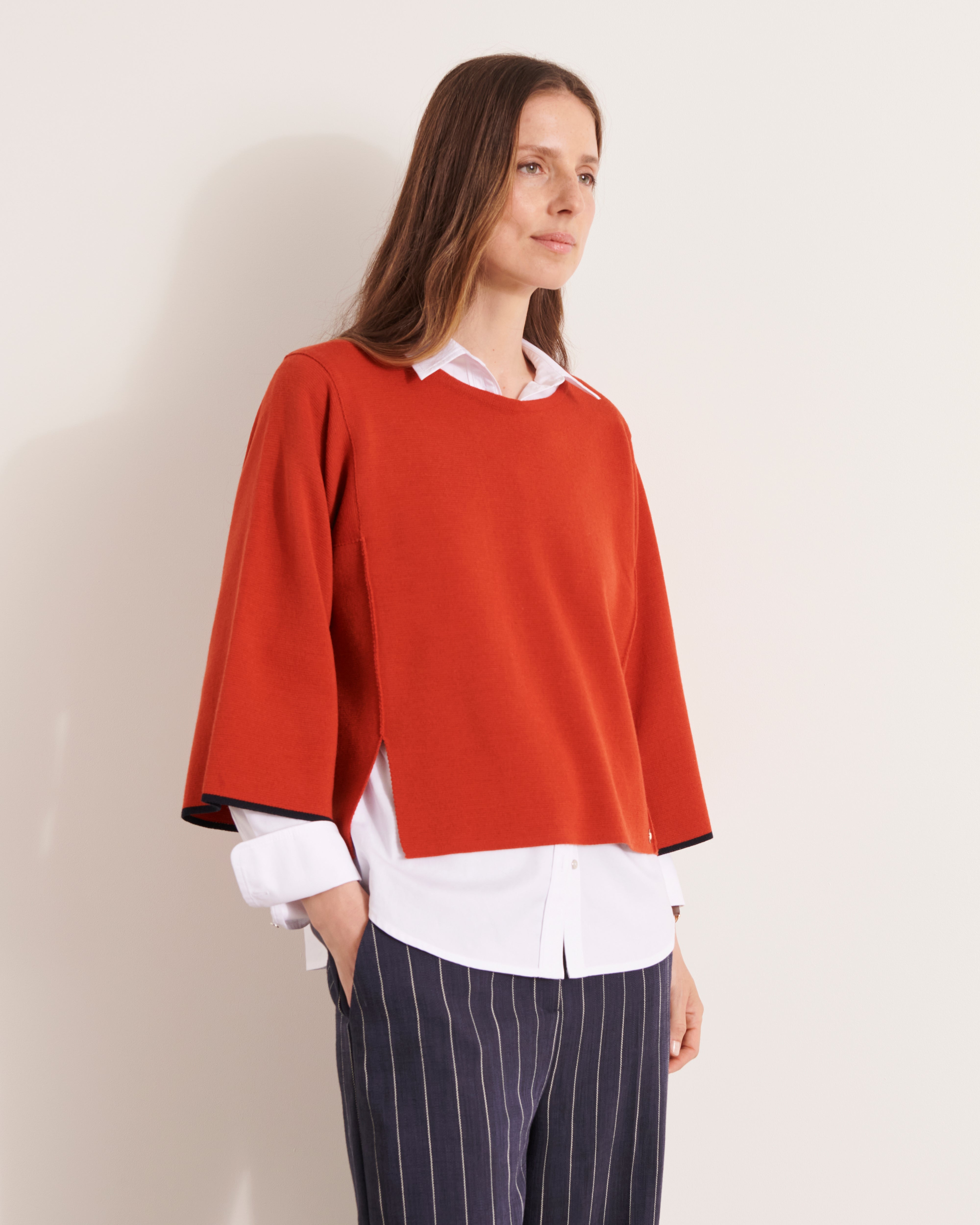 pull en maille milano en laine mérinos rouge