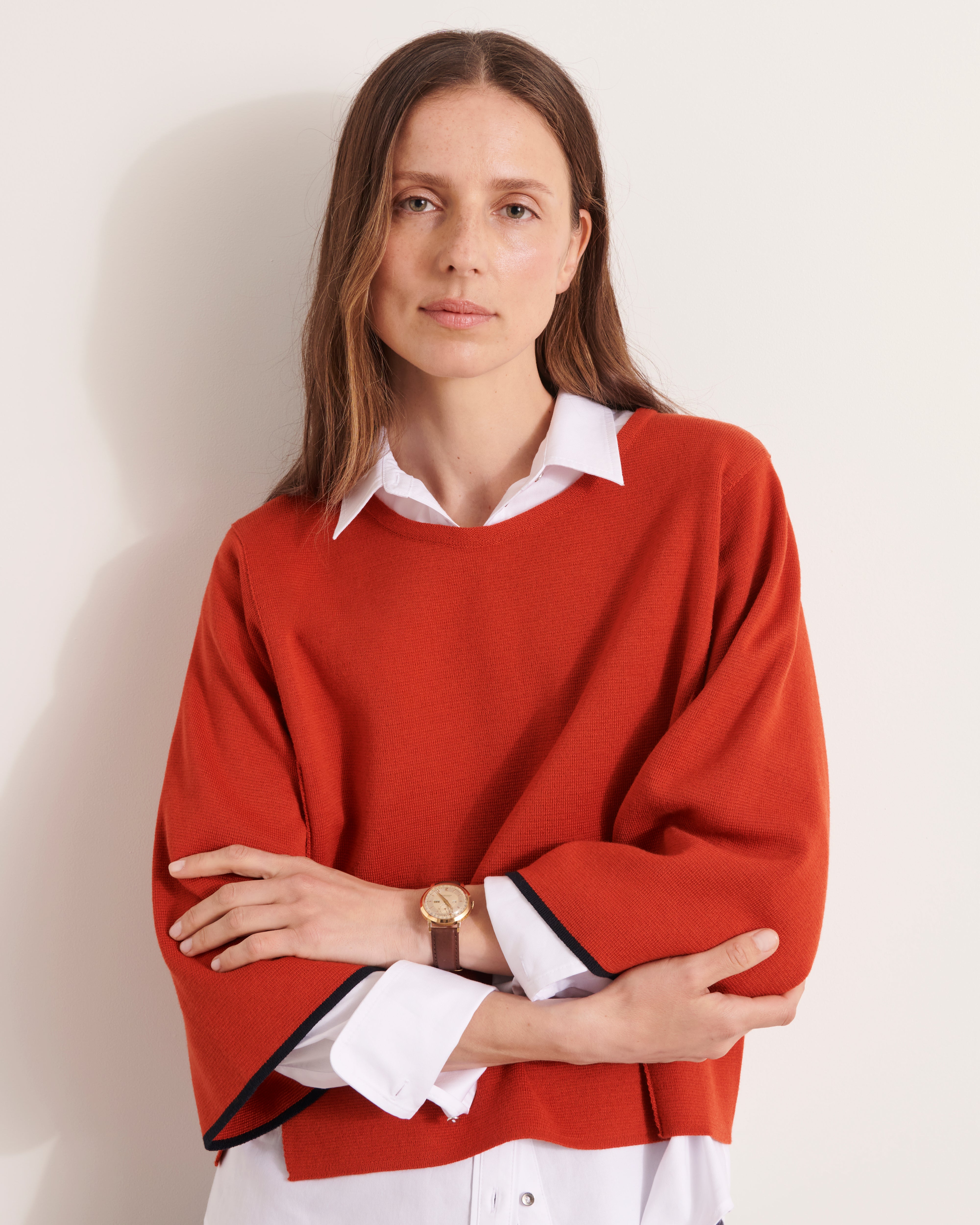 pull en maille milano en laine mérinos rouge