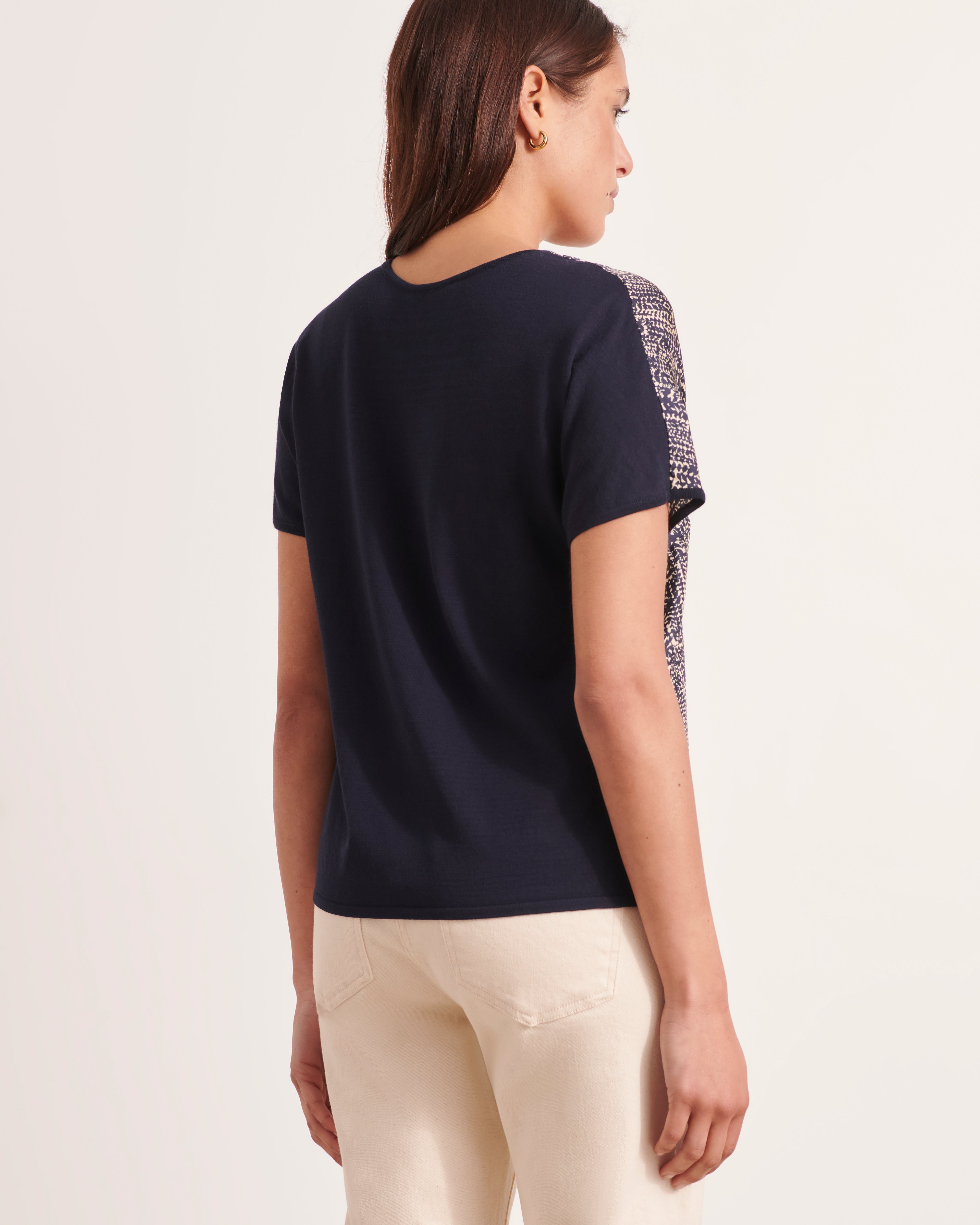pull manches kimono en bi matière twill de soie et viscose