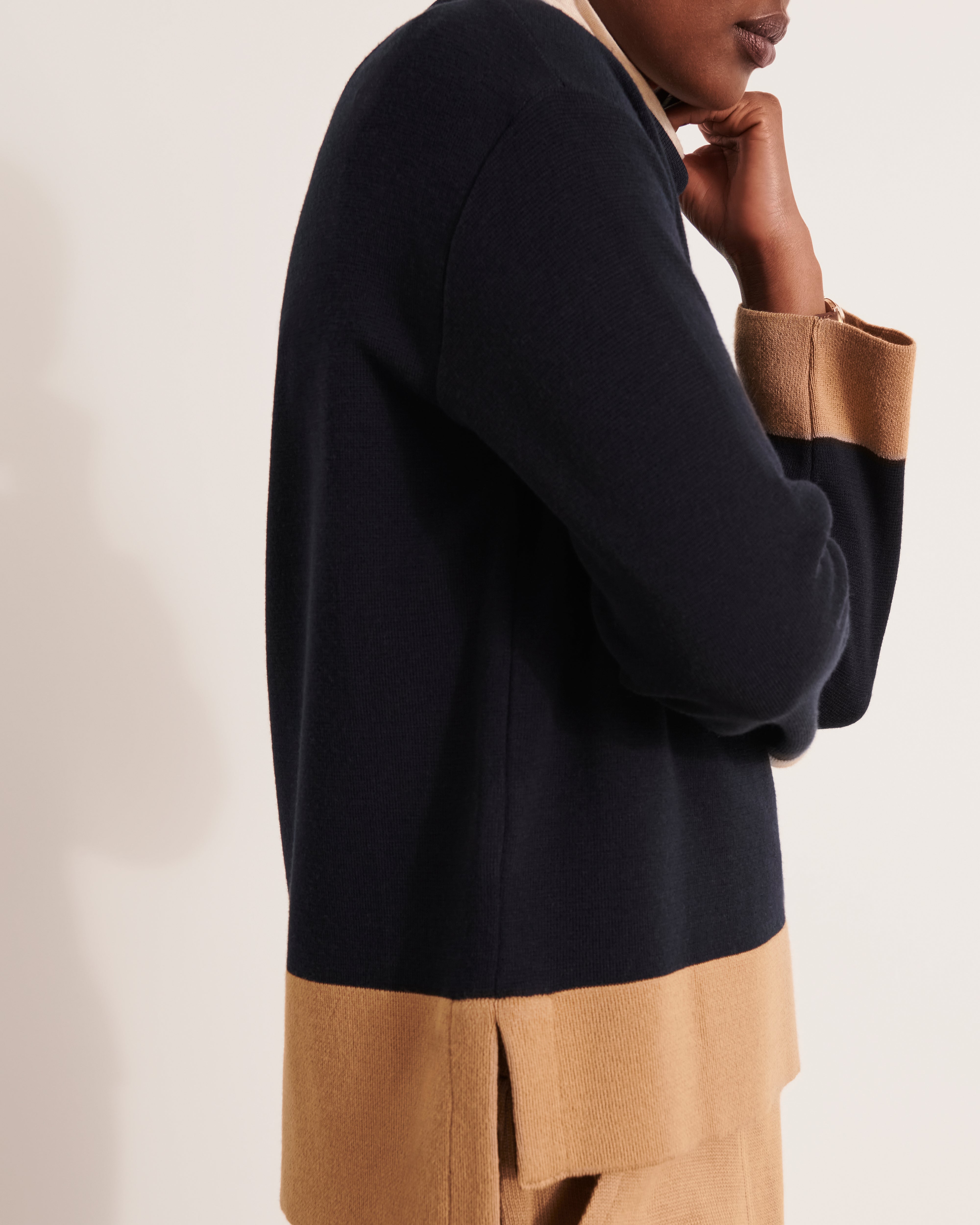 Pull boite col montant en laine mérinos ASTI1927/12195/886