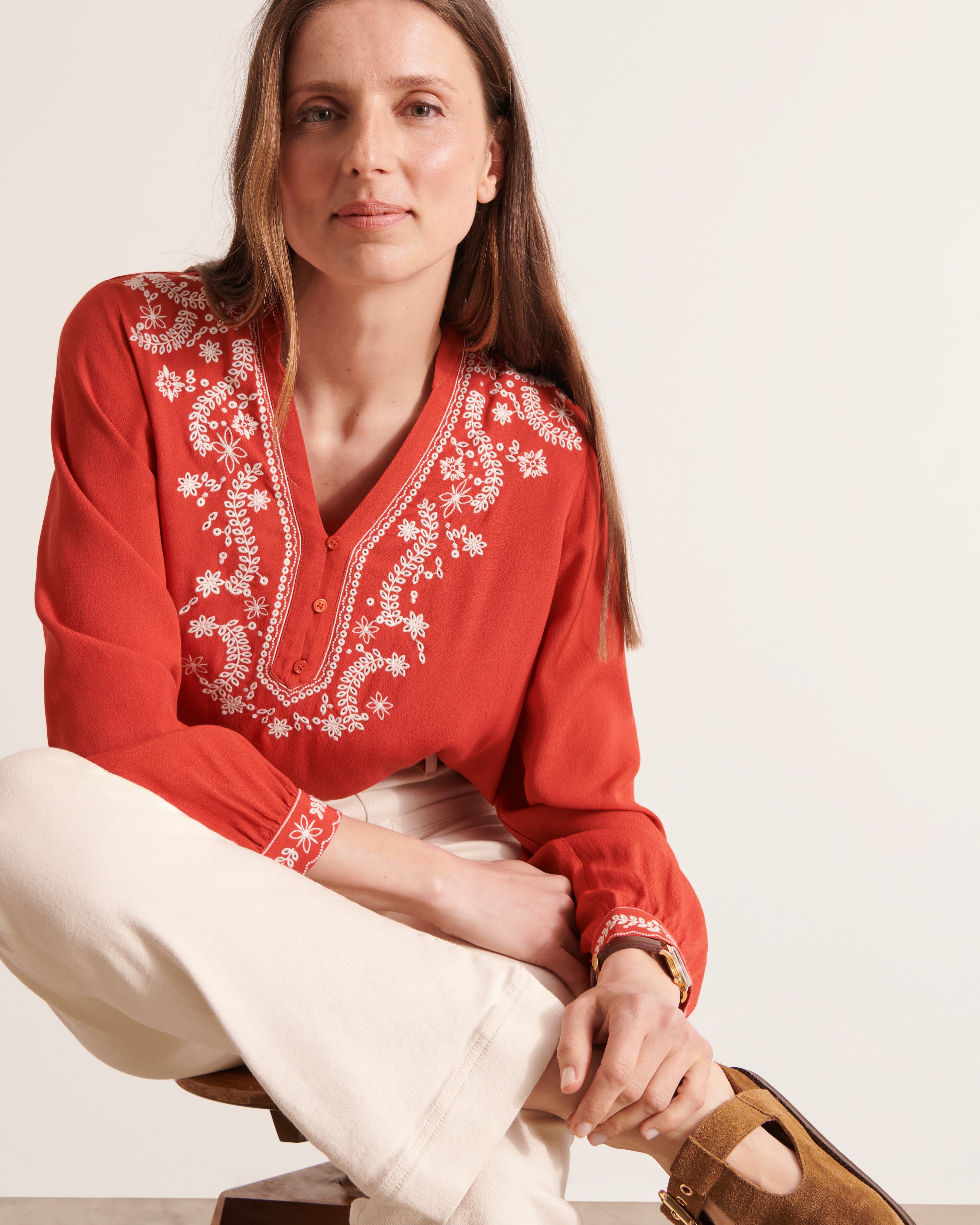 Blouse fluide brodée CLEO/12129/560