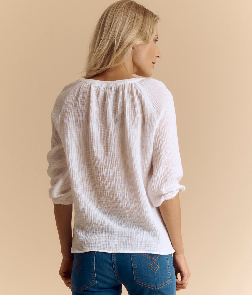 Buttoned cotton gauze blouse COLOMBUS/85041/001