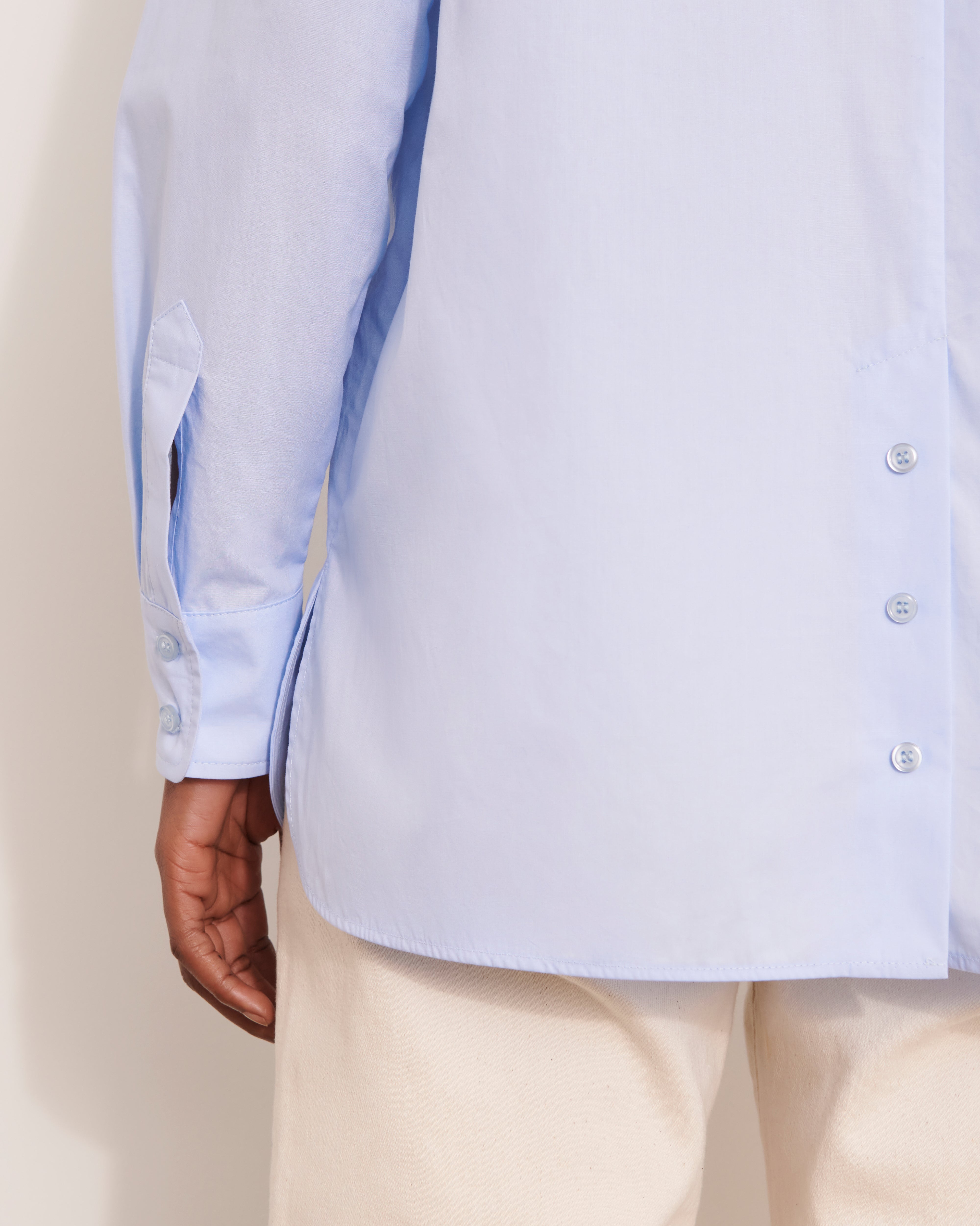 chemisier oversize en popeline de coton bleu clair