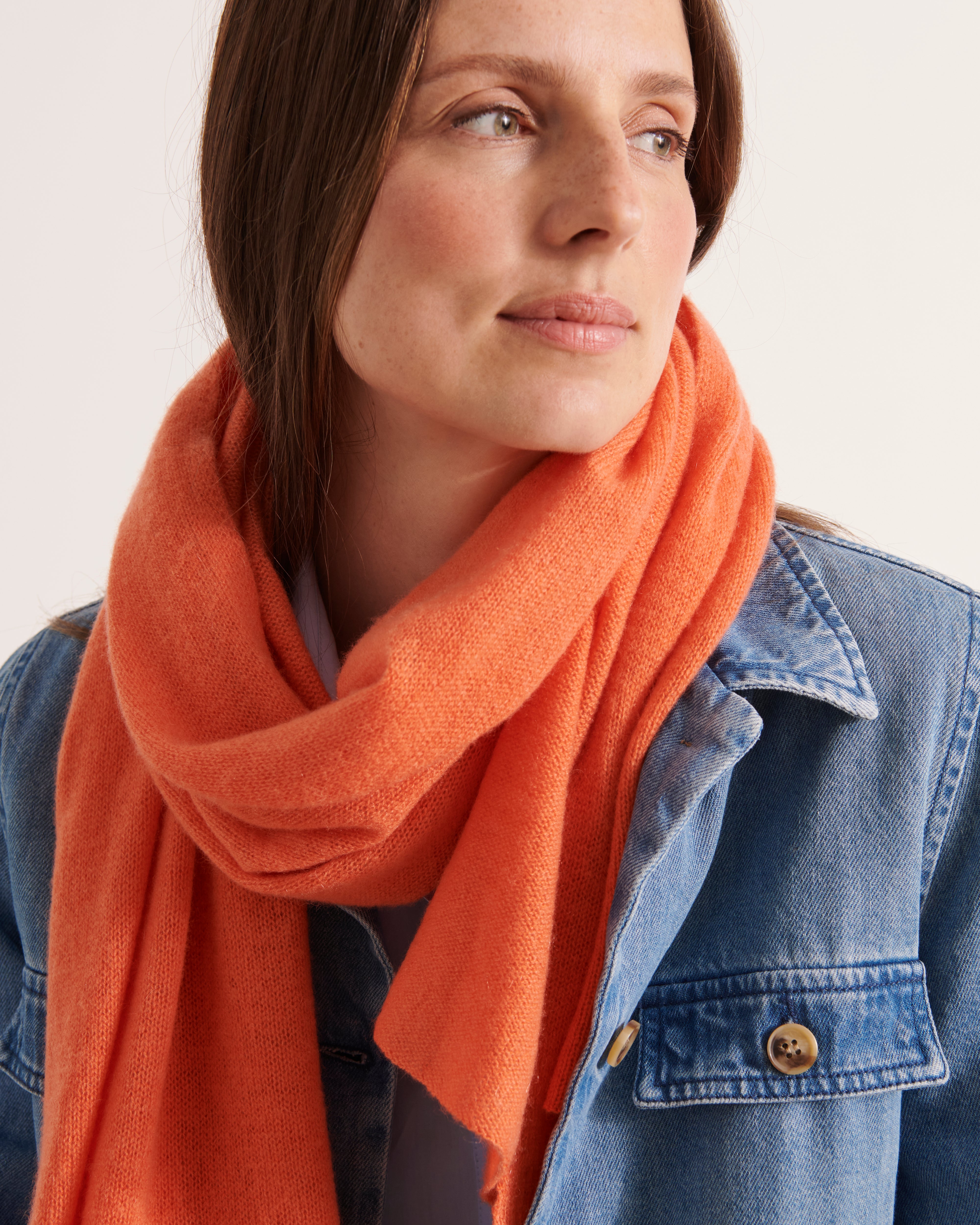 echarpe unie en cachemire orange