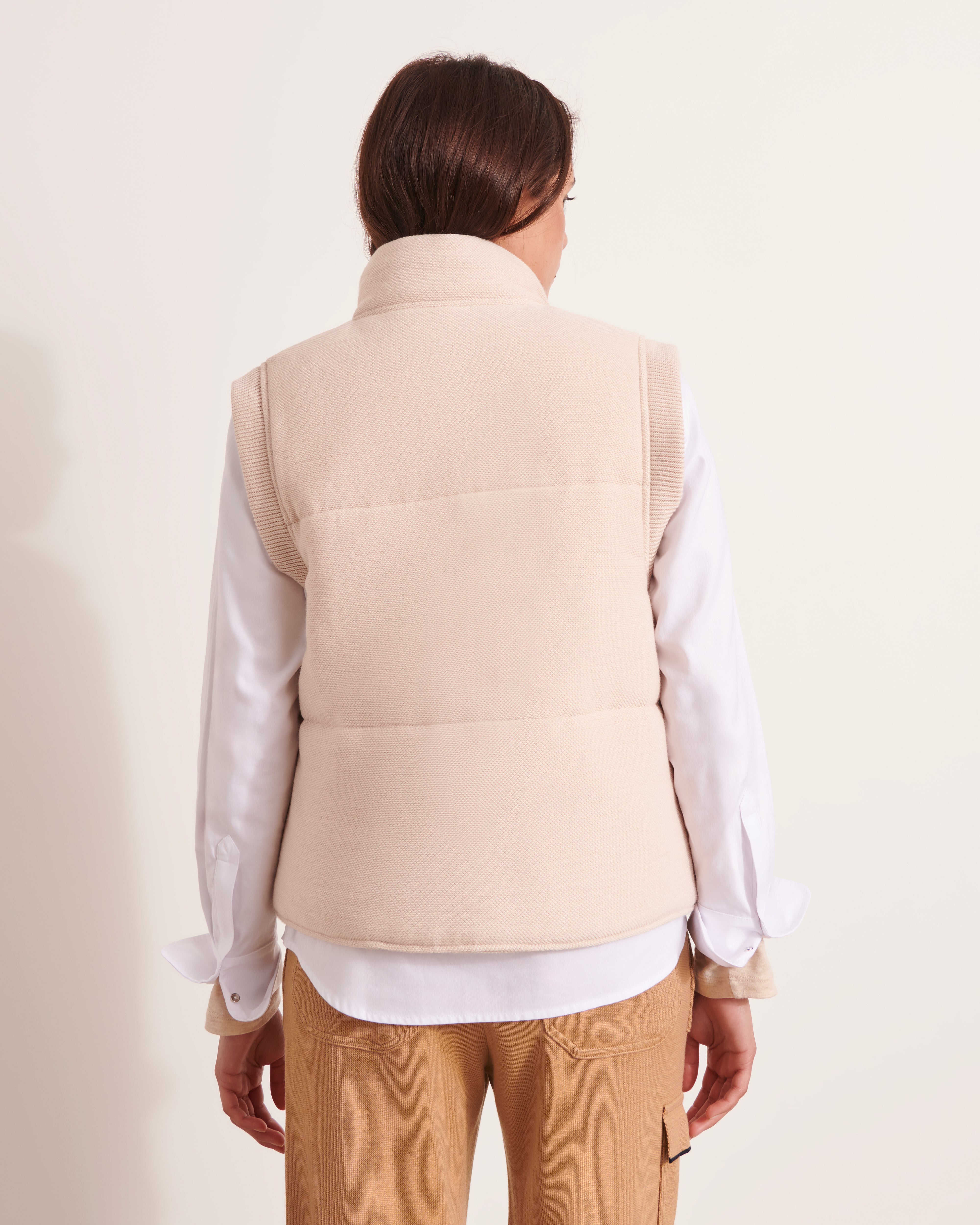 Gilet matelassé en laine beige