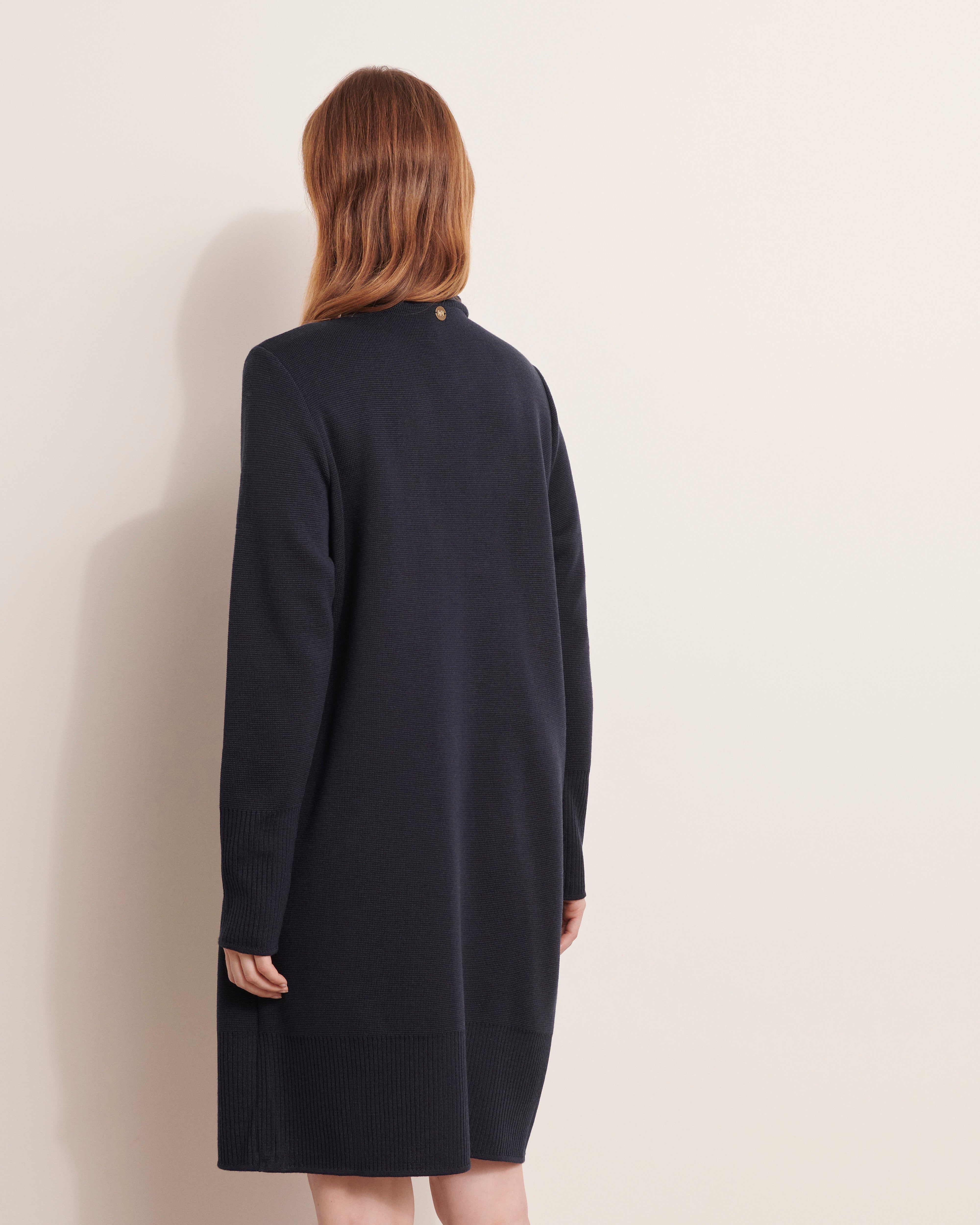 Robe pull col camionneur en maille bleu marine