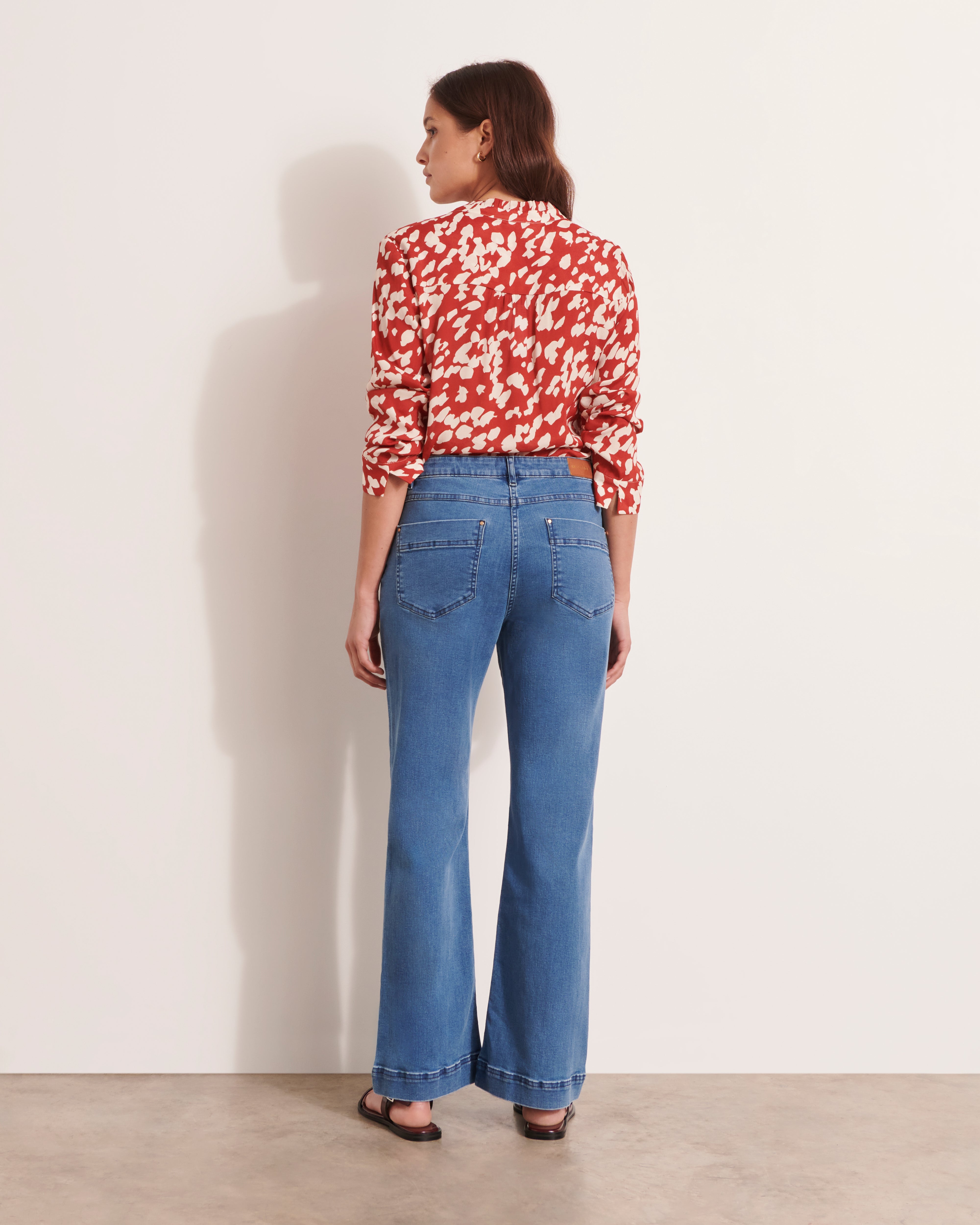 jeans coupe flare en coton stretch
