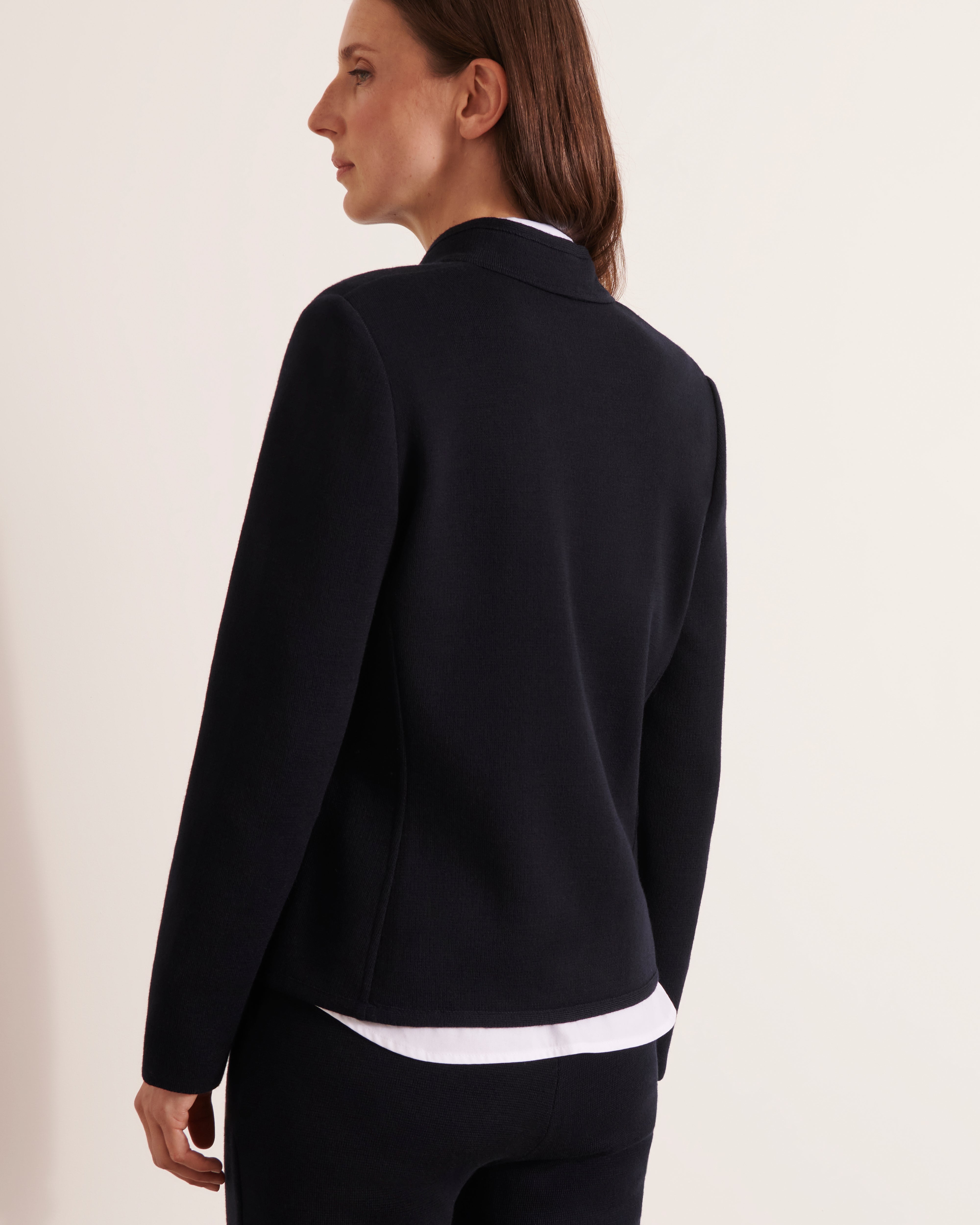 Veste maille milano en laine mérinos bleu marine