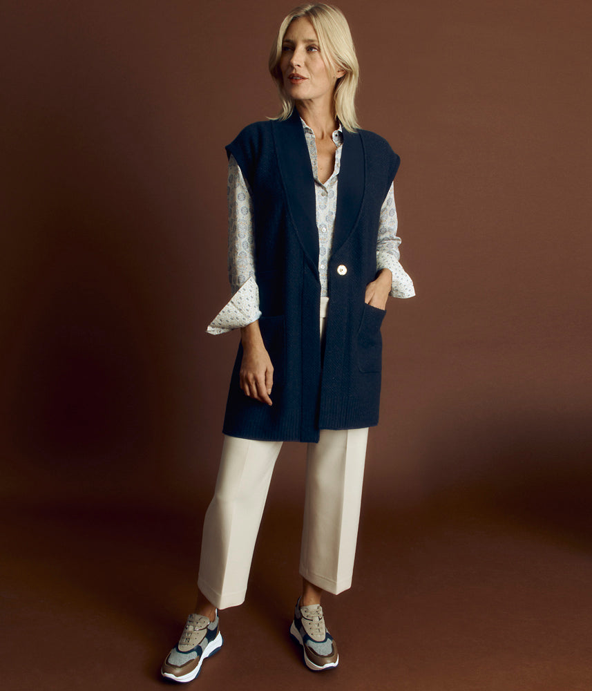 Veste longue maille en laine M rinos et alpaga NOW B 84118 921