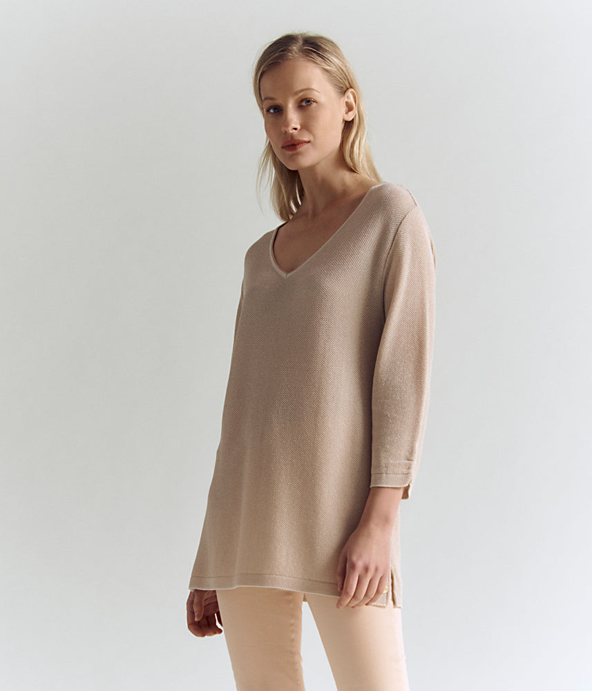 Iridescent knit tunic sweater AFTY/83008/781