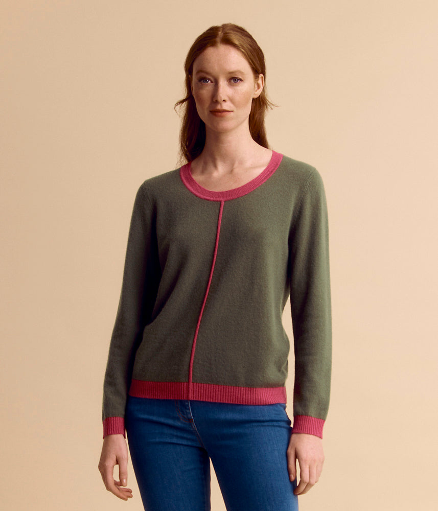 Two-tone cashmere knit sweater AZOLINE/85114/801
