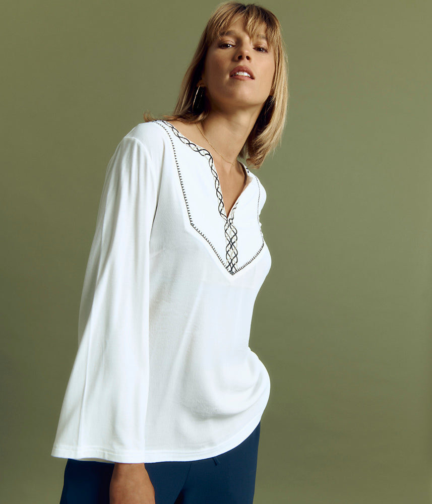 Embroidered blouse in viscose crepe CHIPIE/85171/003