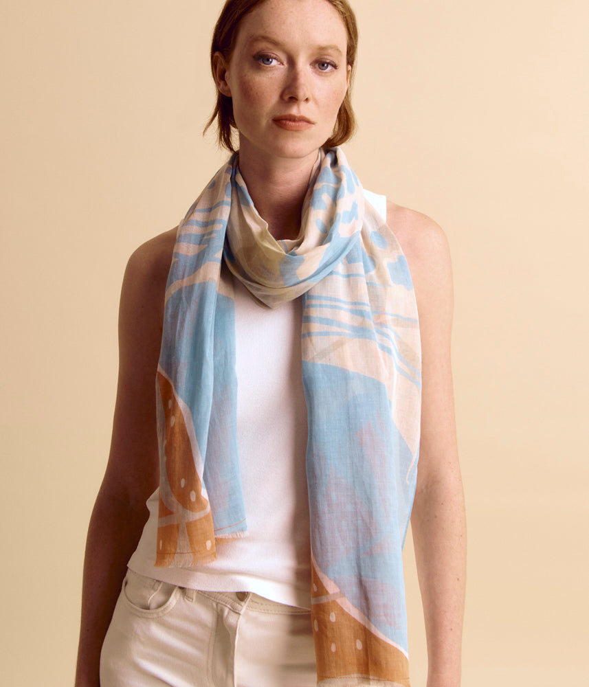 Printed stole in organic cotton EPANTHERE/85219/531