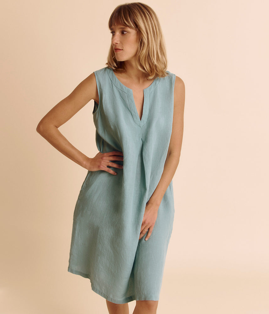 Dress in washed linen ROCALLA/85192/246