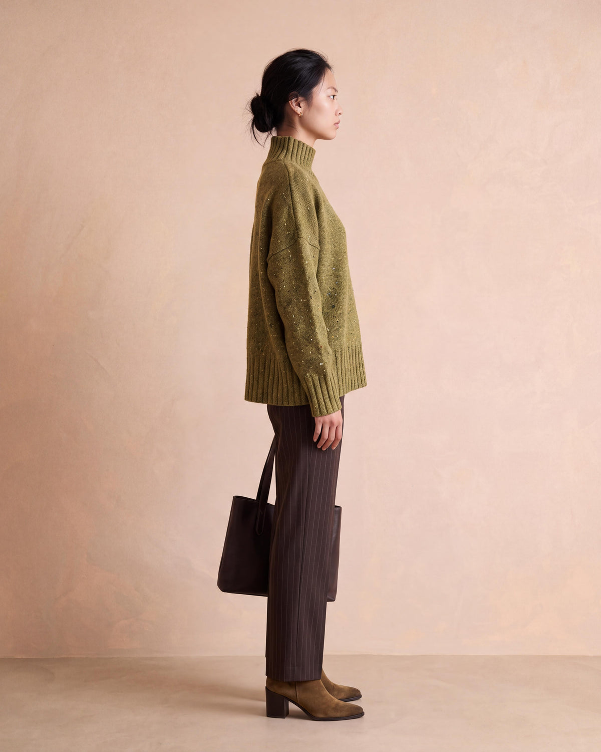 Yellow marl wool and alpaca blend high-neck sweater ABIME14/14141/841