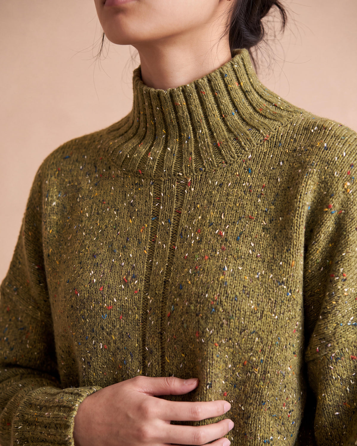 Yellow marl wool and alpaca blend high-neck sweater ABIME14/14141/841