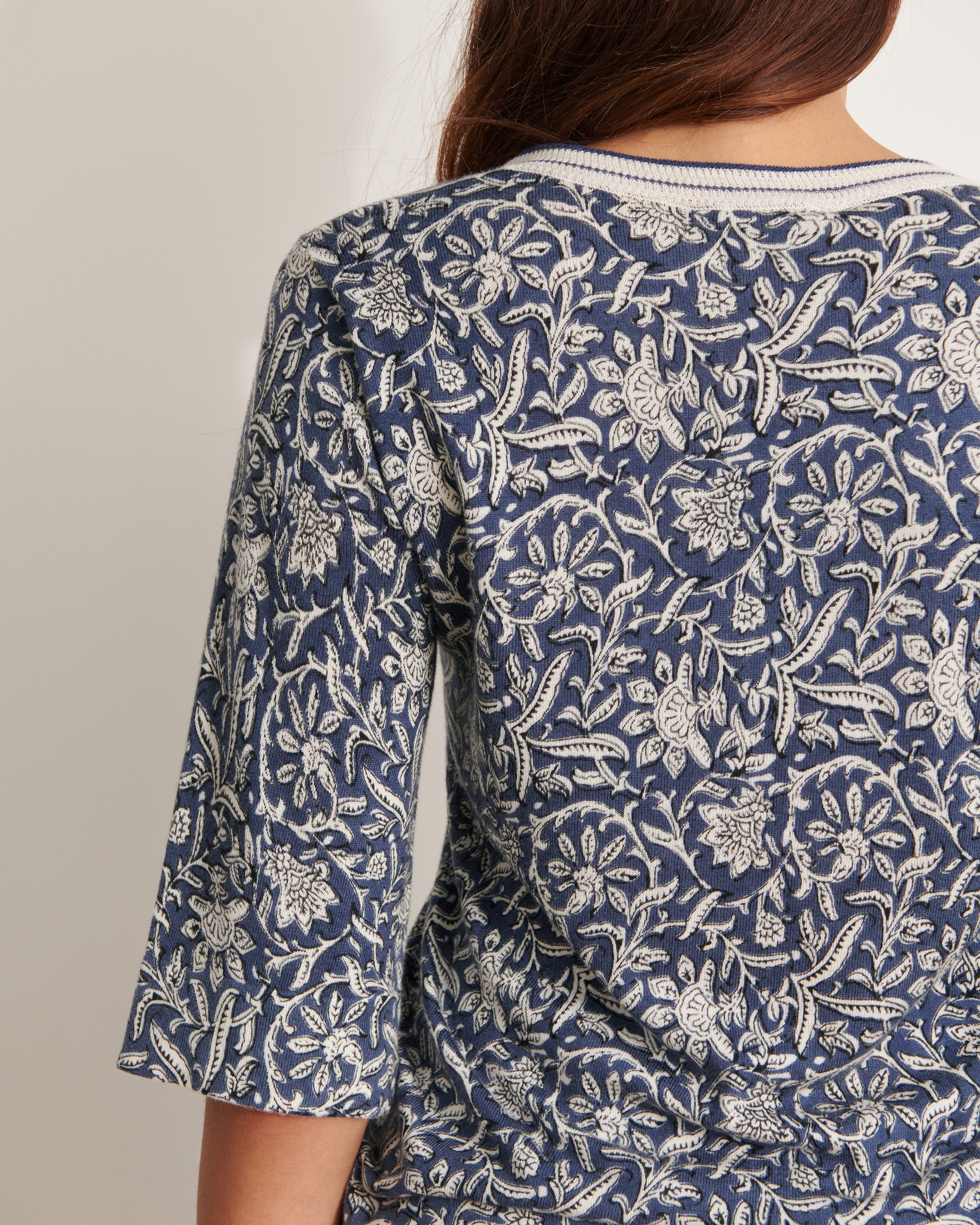 pull en maille imprimé fleuri en viscose et coton