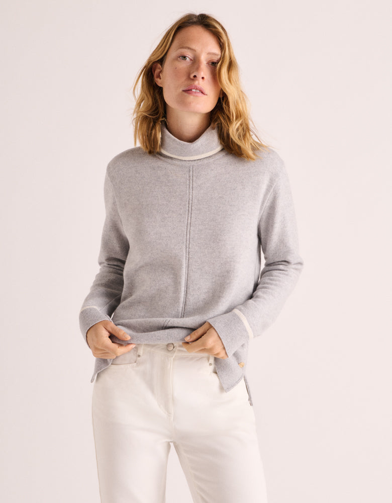 Jersey de cuello alto -punto de lana merino y cashmere ACANTHE/88140/911