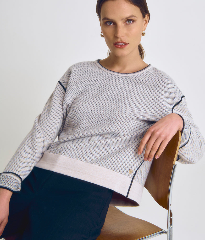 Jacquard knit sweater in wool and cashmere ACHILLE/86102/782