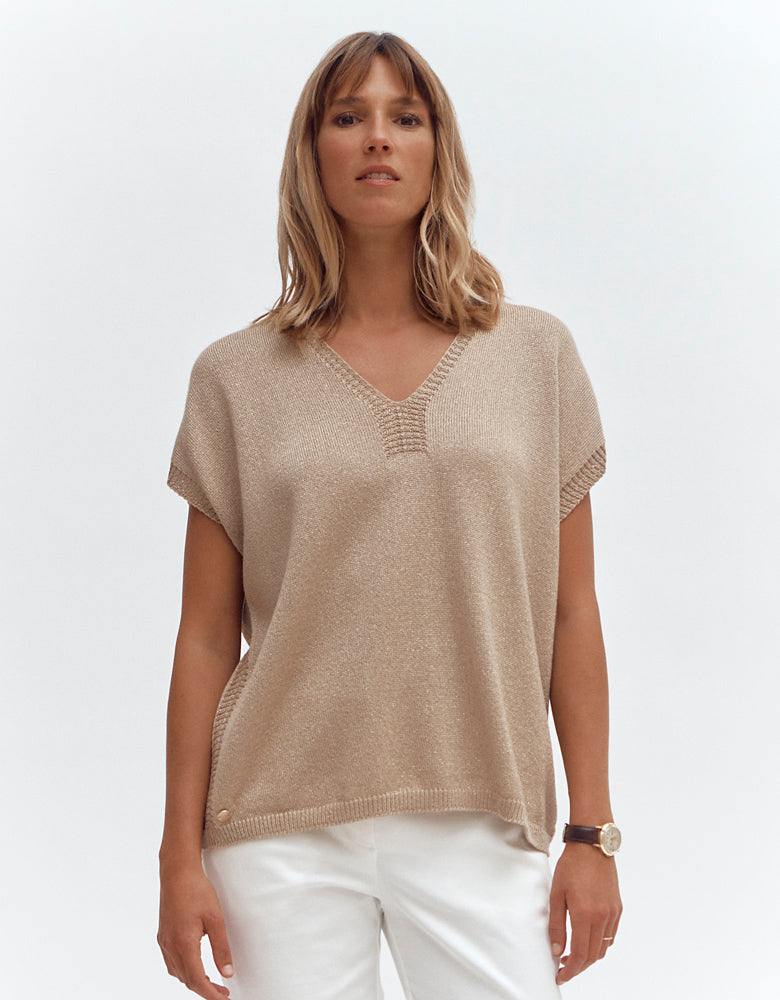 Short-sleeved knitted sweater ACORES-BIS/87247/470