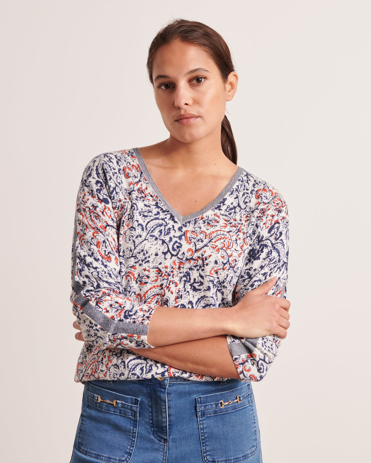Pull Marinière Devernois Taille 4 - Occasion En Excellent état - Bleu Léger En Maille