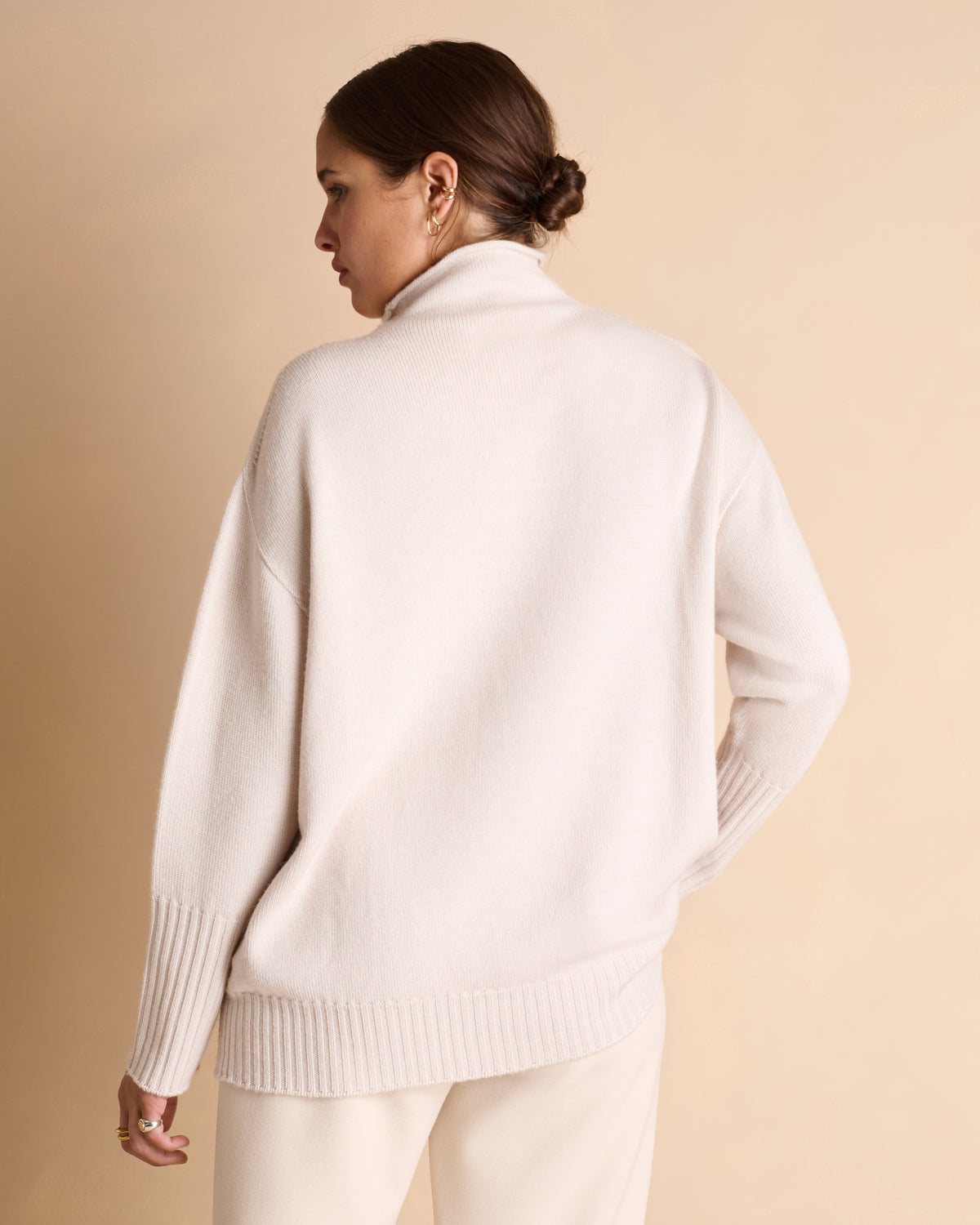 Pull blanc cassé col montant manches longues AERIEN/14091/023