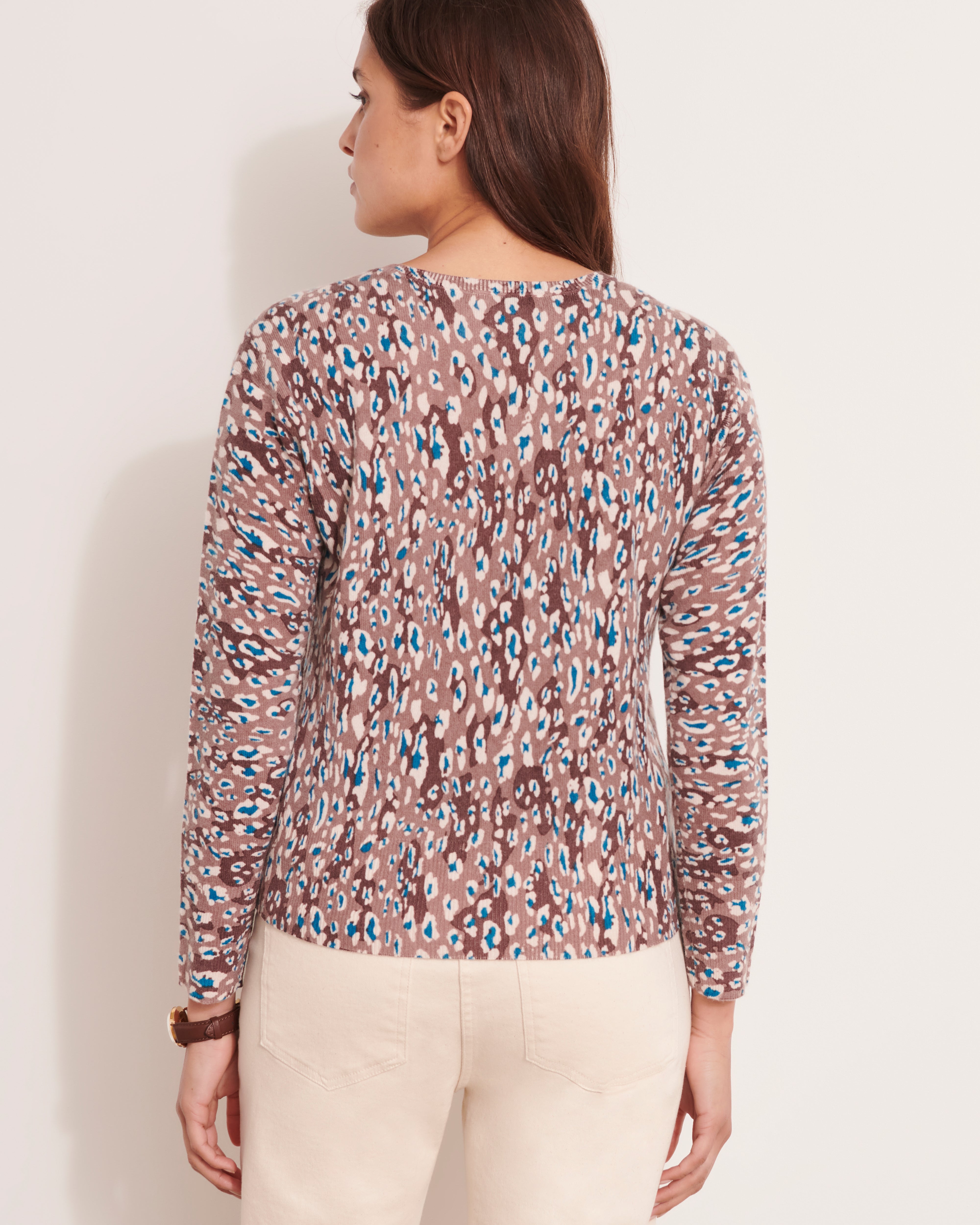 pull imprimé en maille motif animalier en laine et cachemire