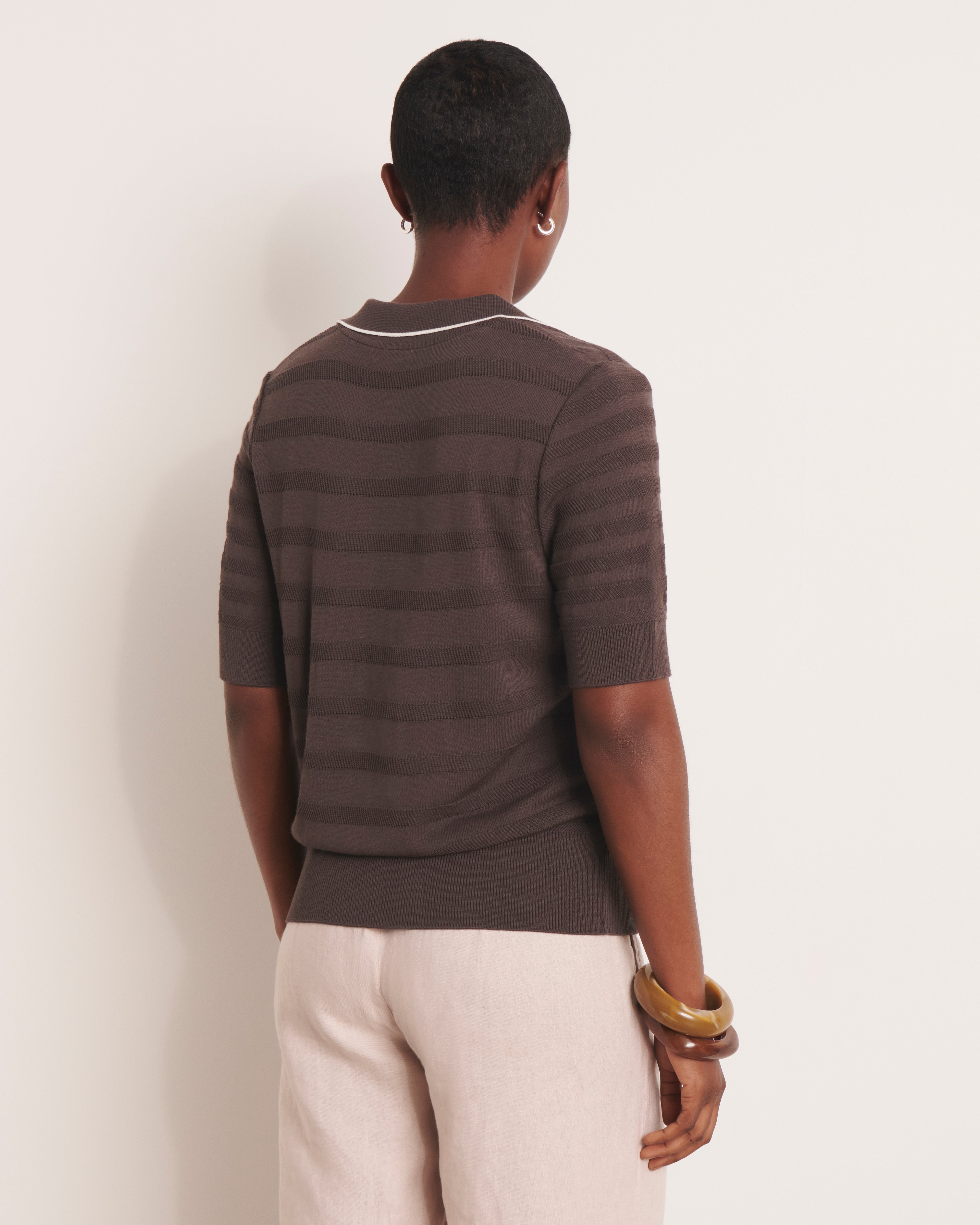 Polo à rayures marron AFTER/13017/054