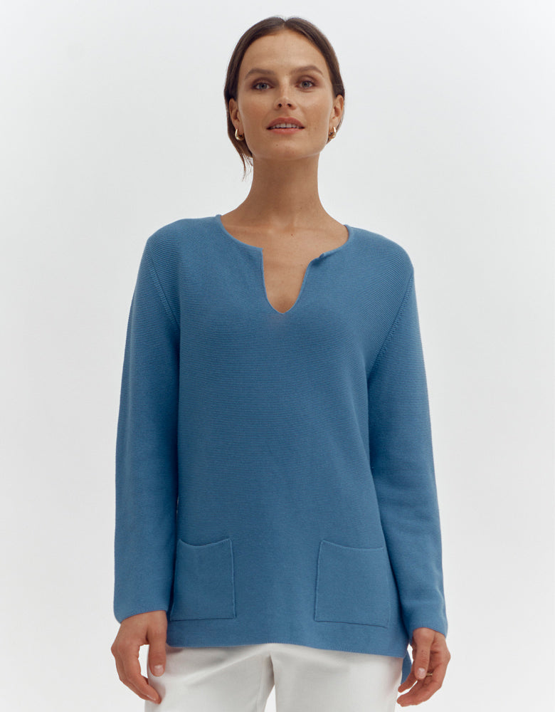 Garter stitch knit sweater ALBUFEIRA/87050/302