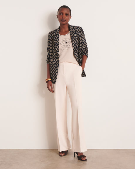 DERNIÈRE CHANCE Pull beige brodé