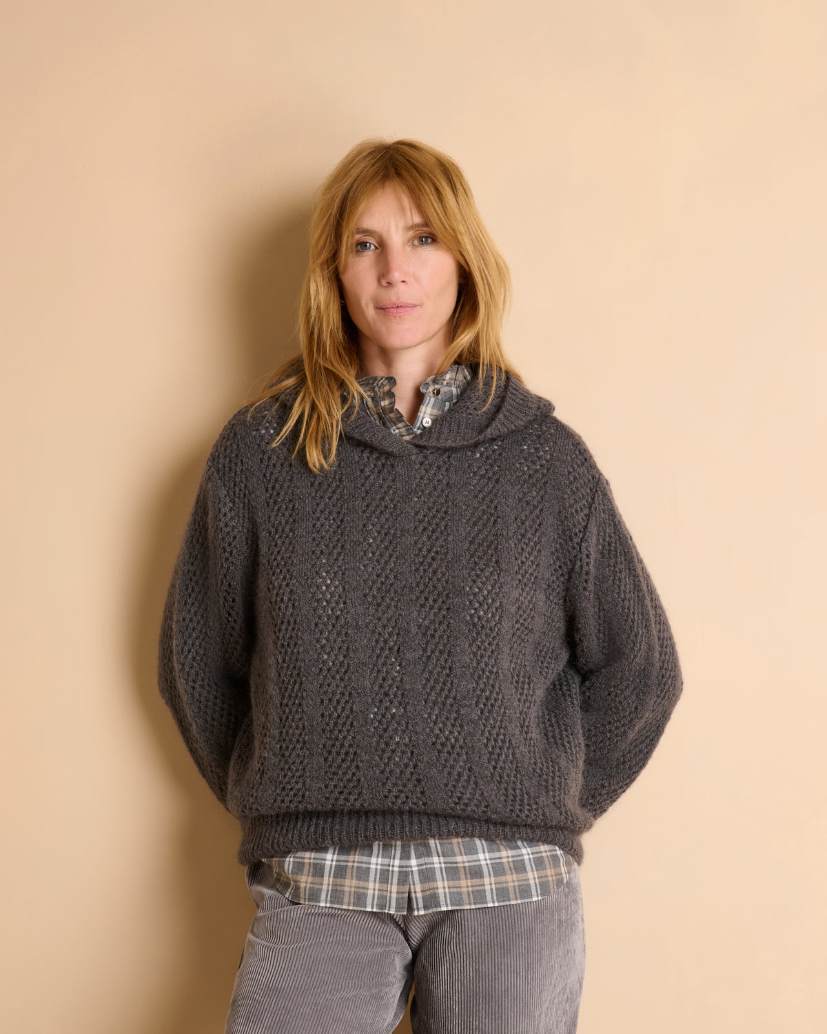 Pull gris à capuche manches longues ALIA/14025/441