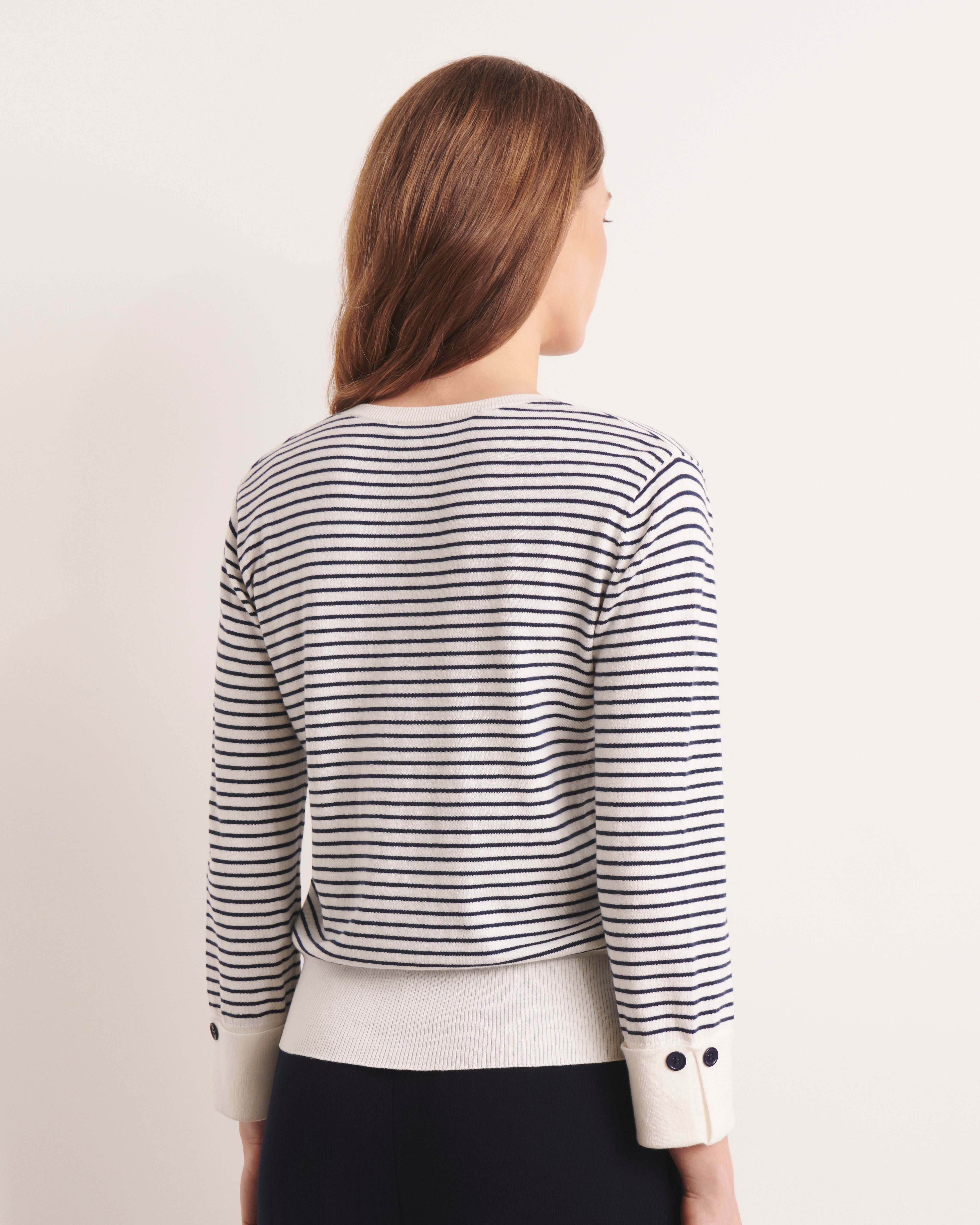 pull marinière encolure tunisienne en coton et soie