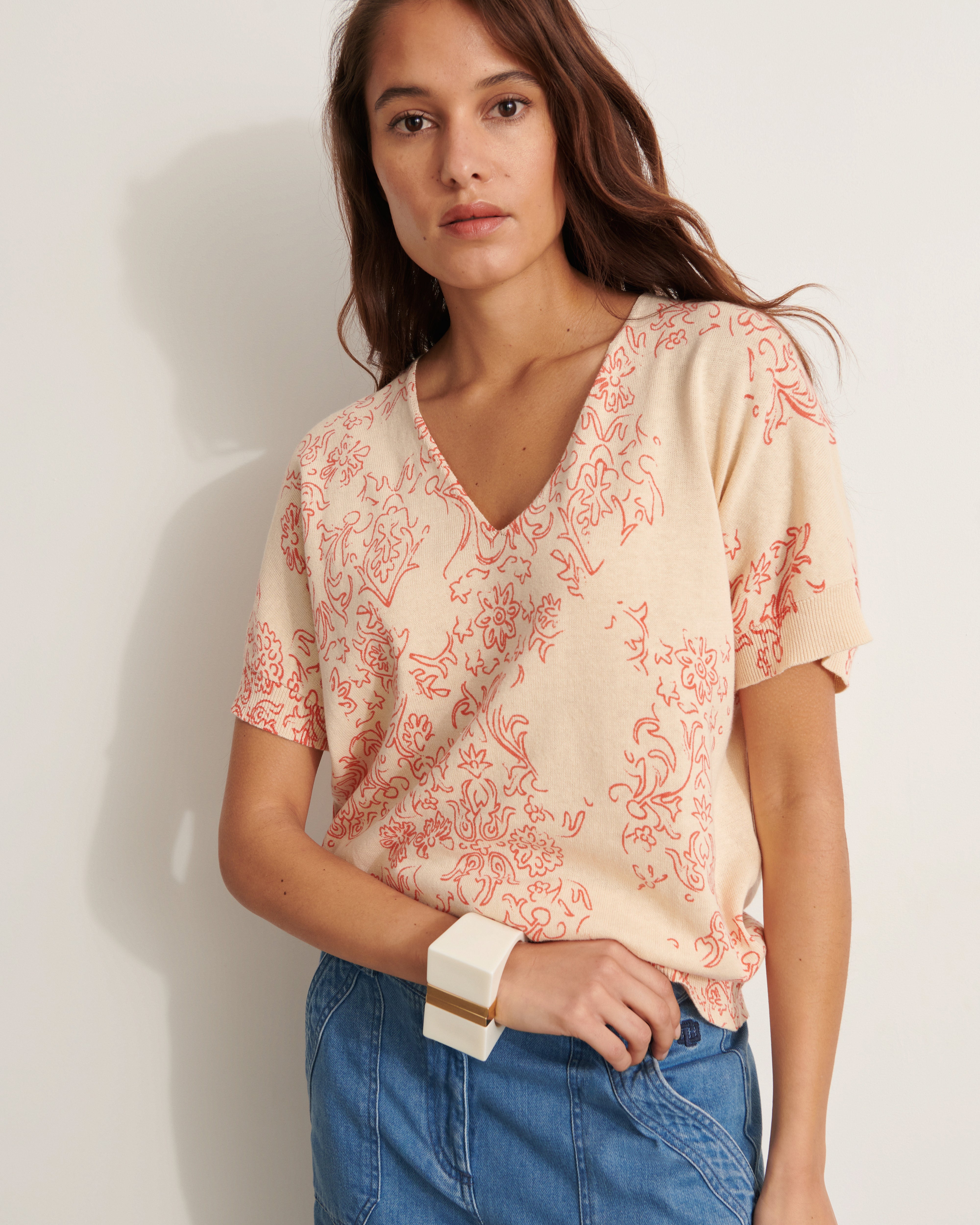 Pull kimono en maille imprimée ALISMA/11074/831