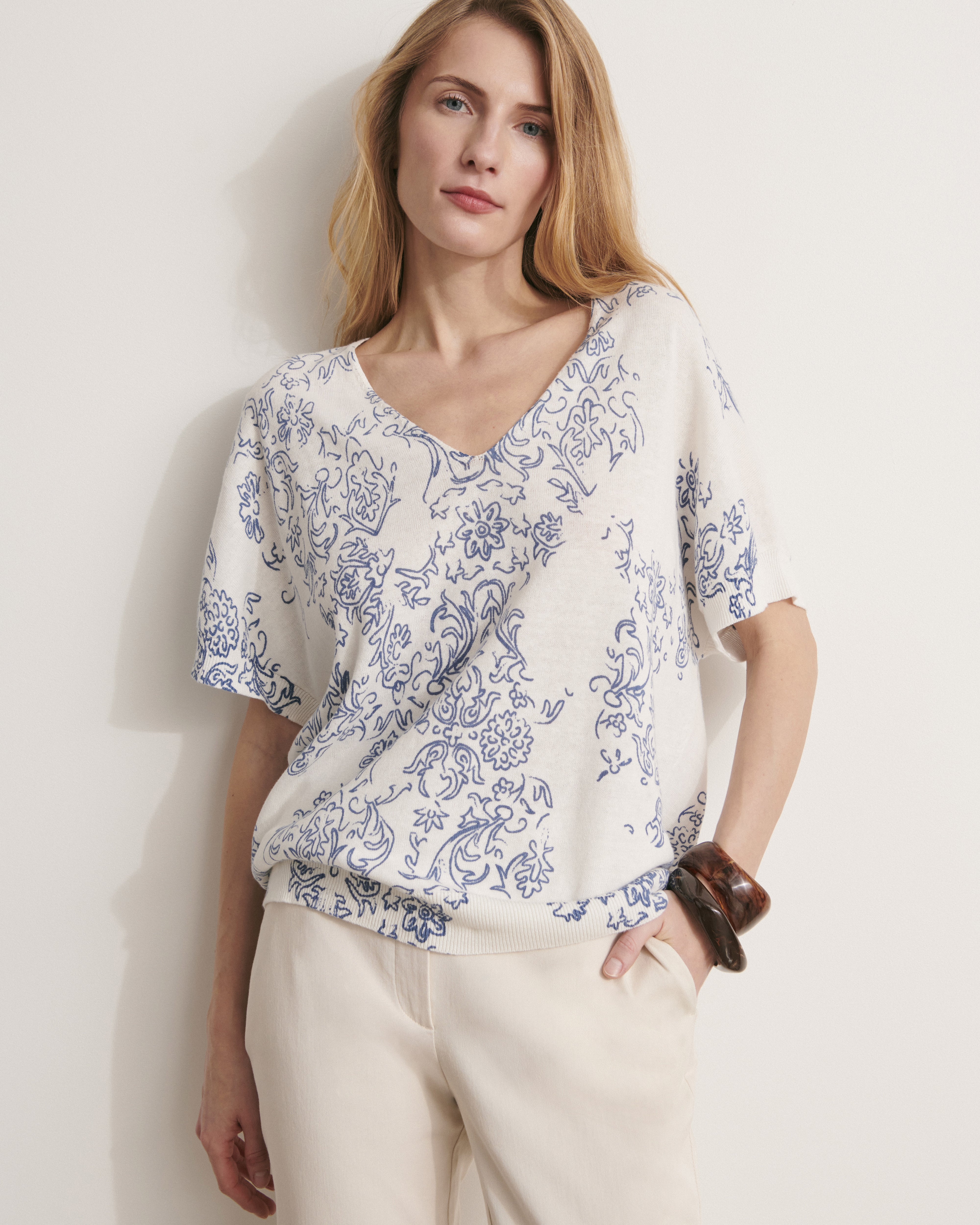 Pull kimono en maille imprimée ALISMA/11074/881
