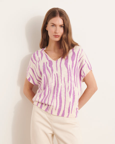 DERNIÈRE CHANCE Pull kimono en maille imprimé violet