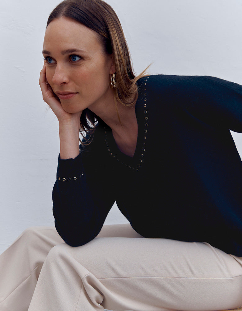 Wool and cashmere knit sweater AMAZONITE/86137/500