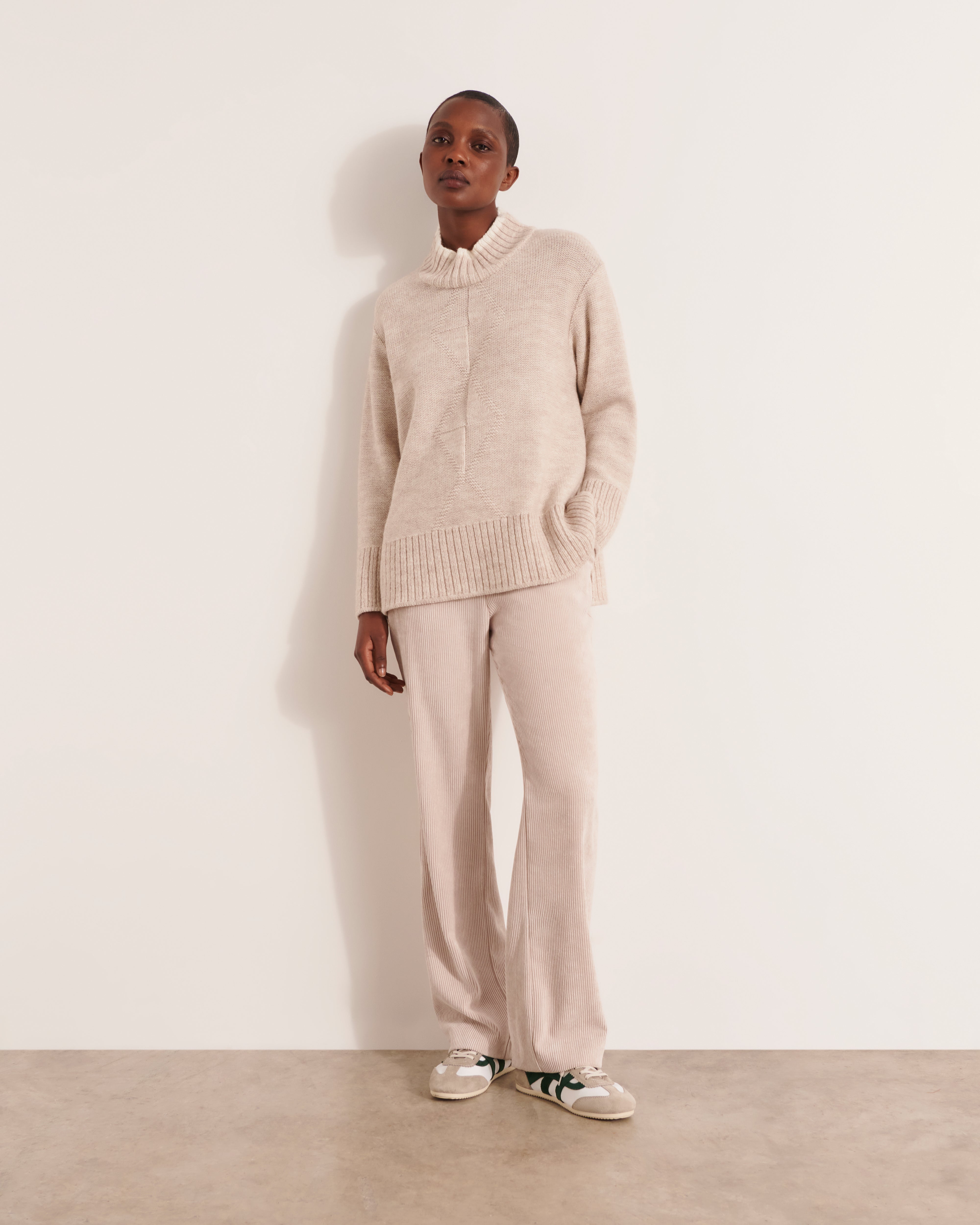 Pull en maille jacquard laine mérinos et alpaga AMBRE/12022/781