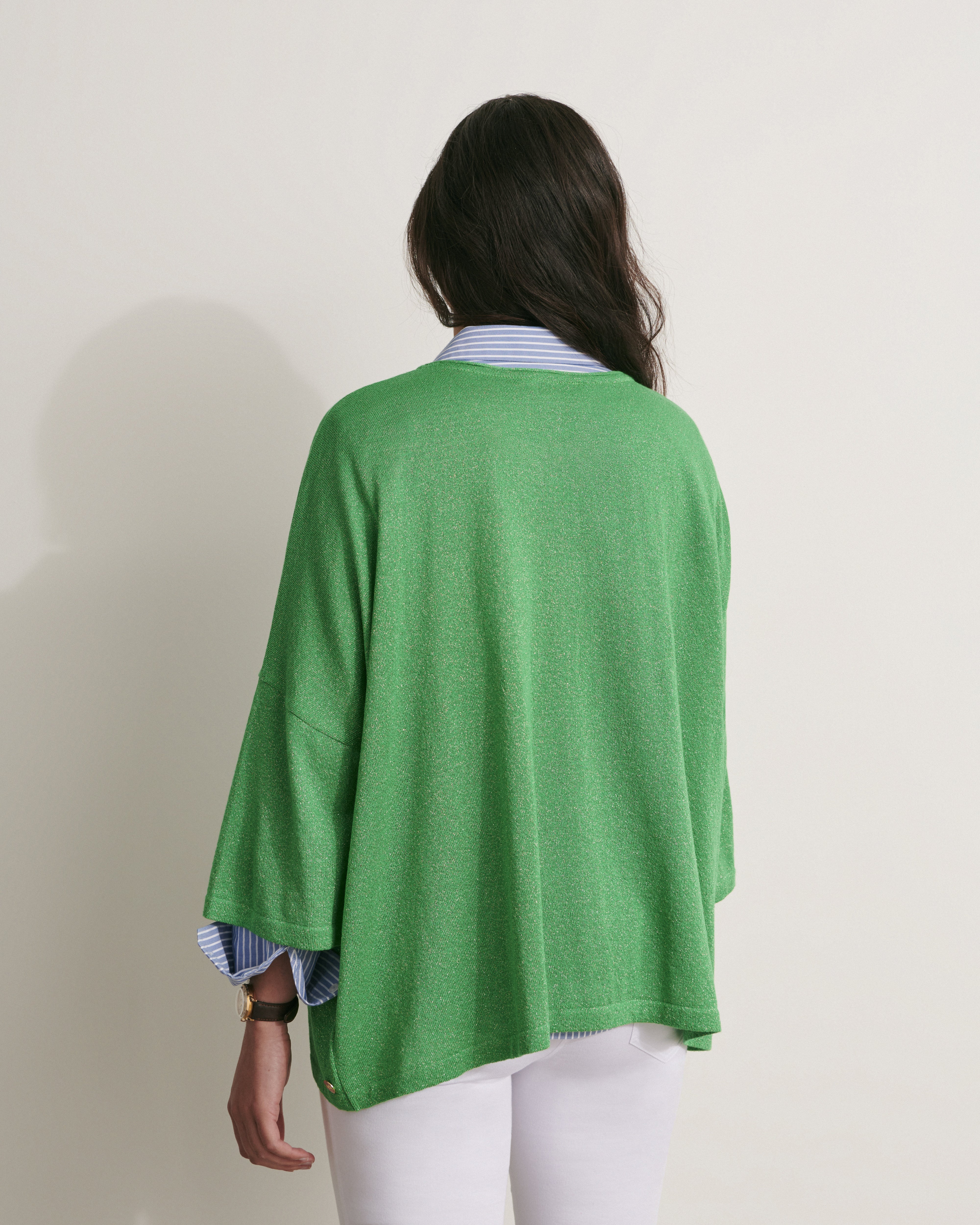 pull en maille irisée coupe oversize vert