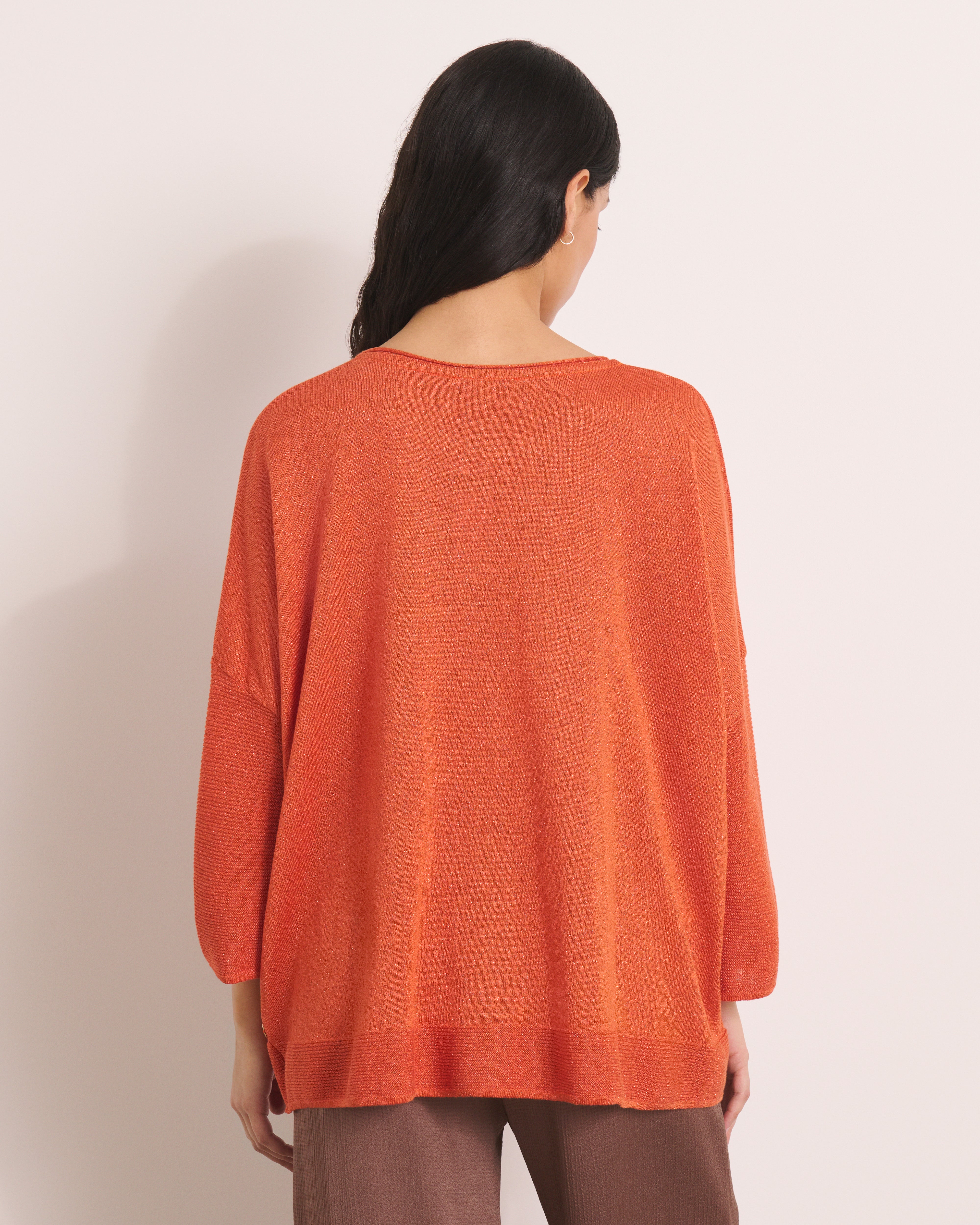Pull orange en maille irisée AMILLY13/13117/831