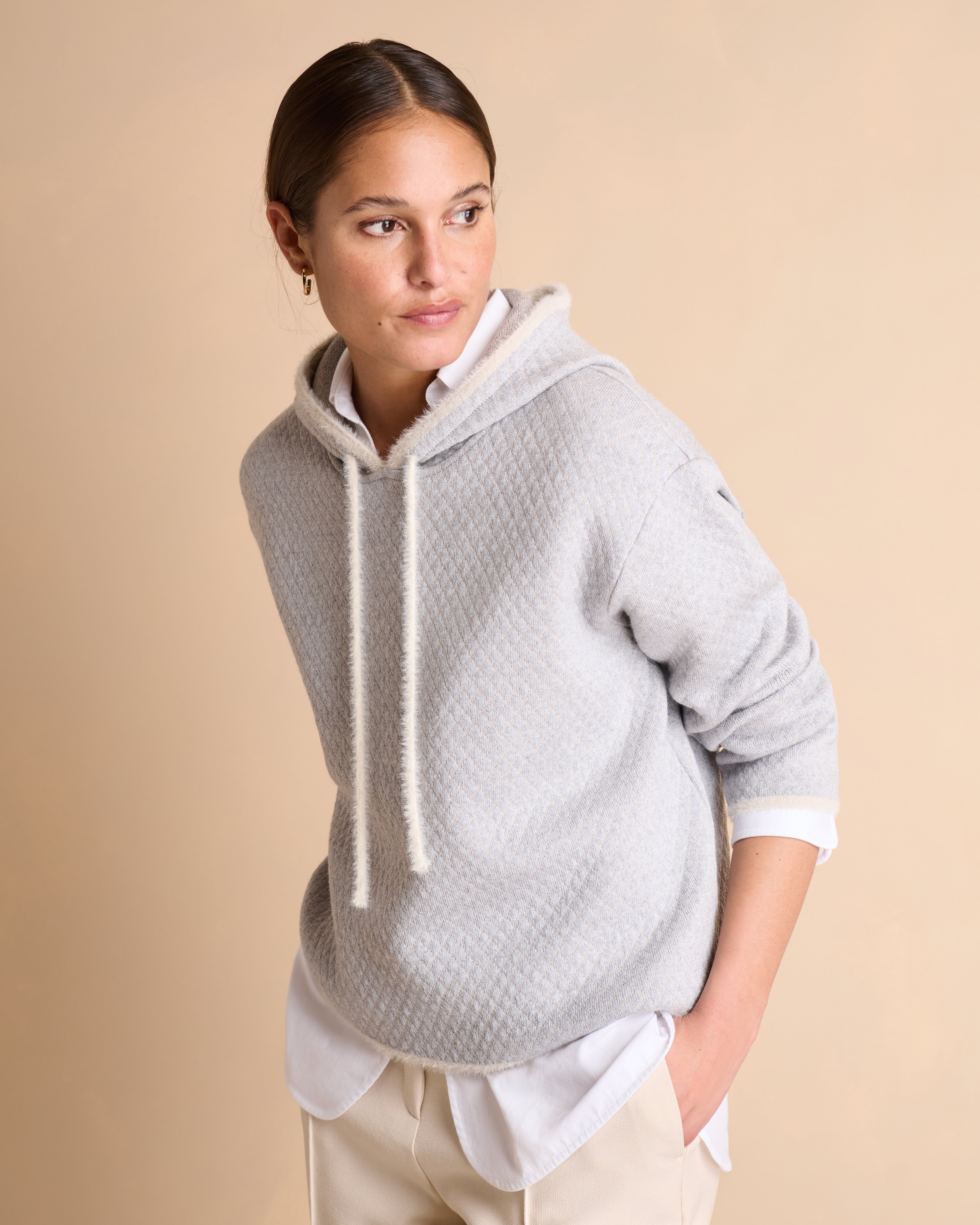 Pull gris à capuche manches longues AMILTON1927/14037/911