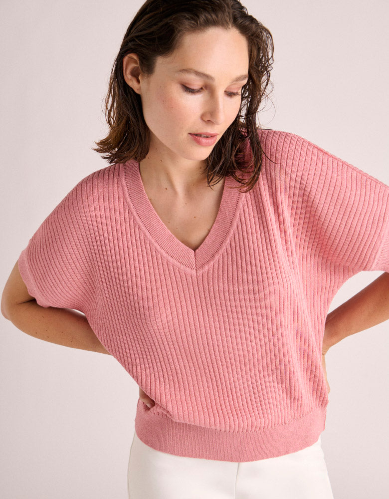 Pull maille irisée manches courtes AMOR/87002/905