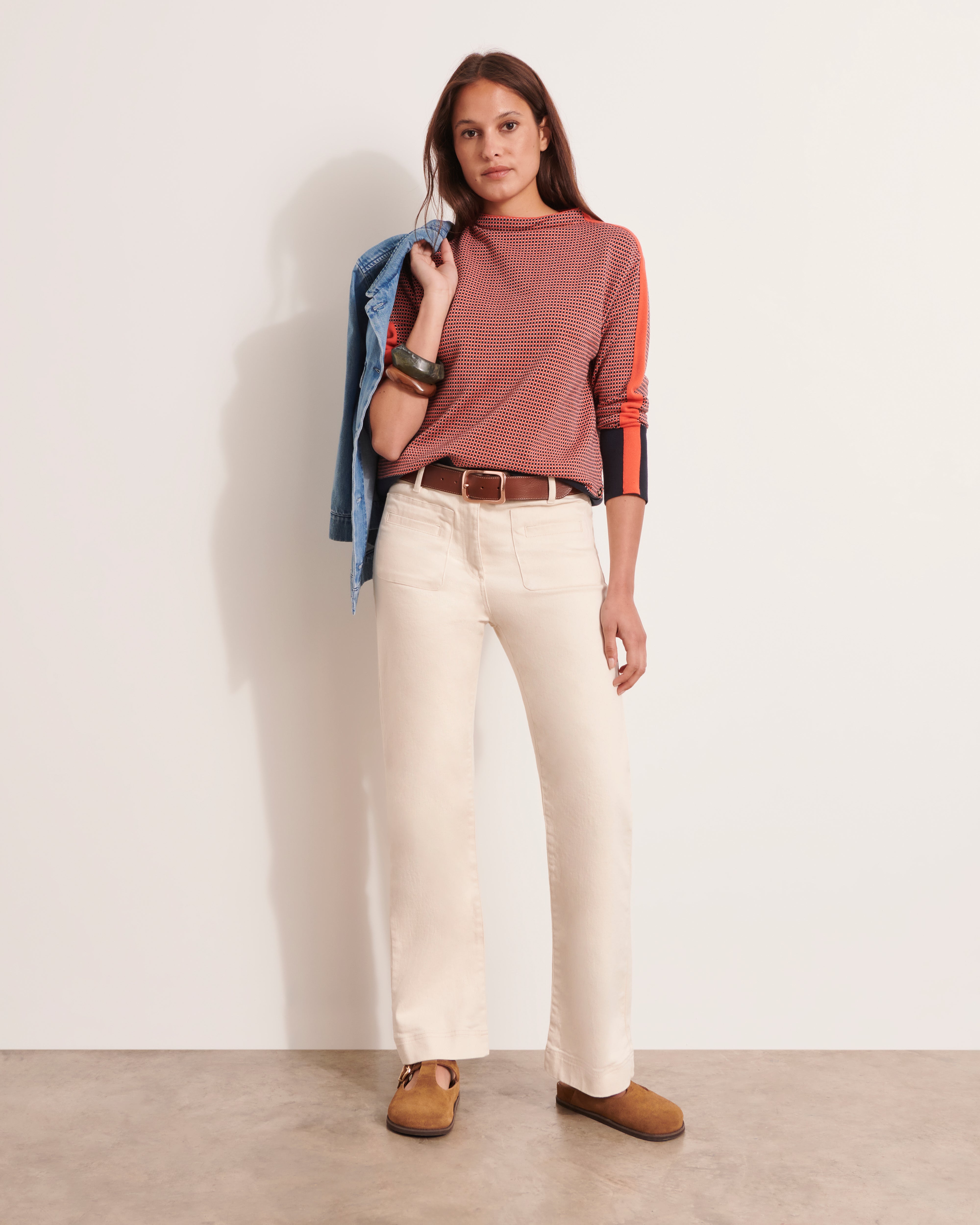 Pull maille jacquard stretch AMSONIA12/12045/821