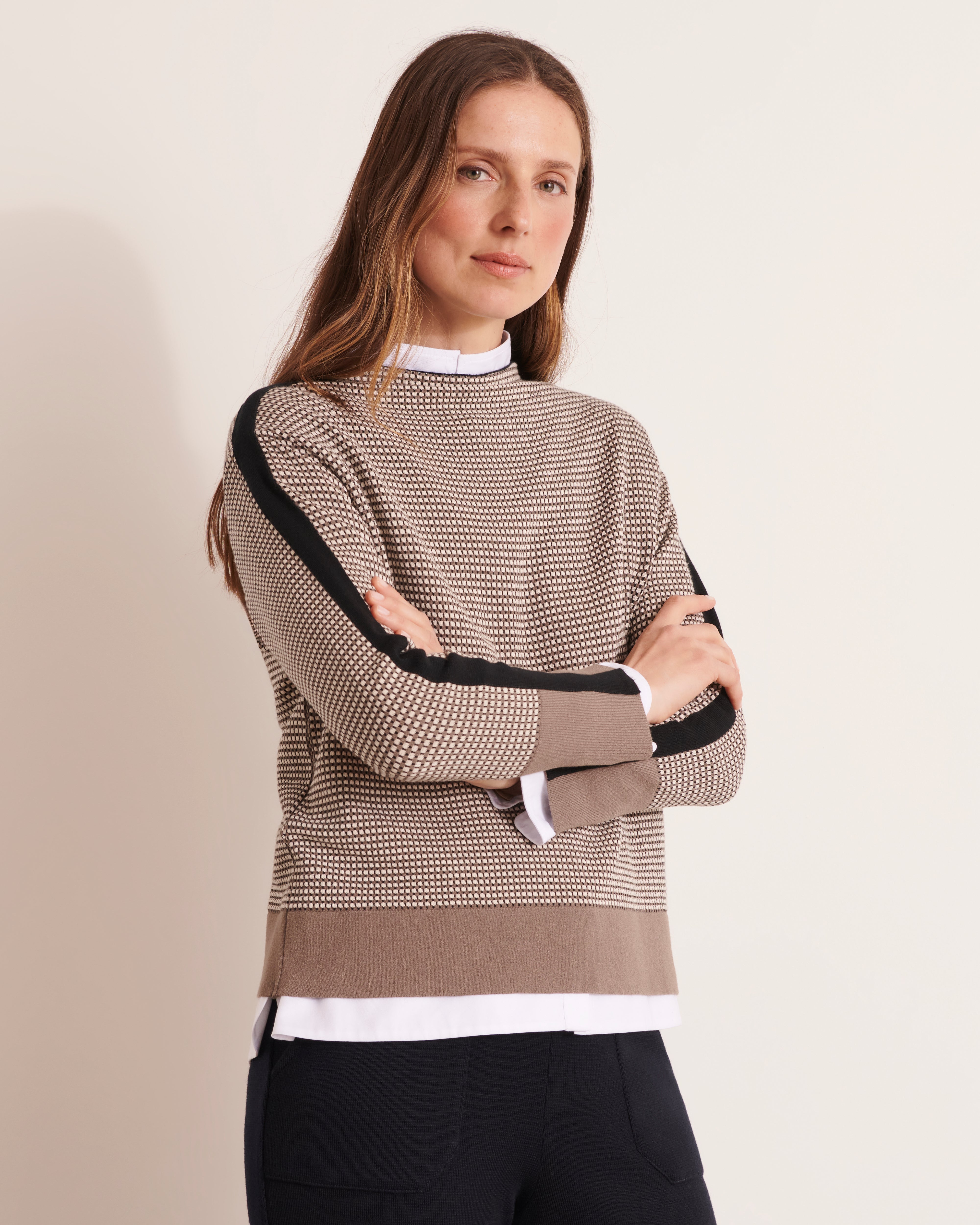 Pull maille jacquard stretch AMSONIA12/12045/921