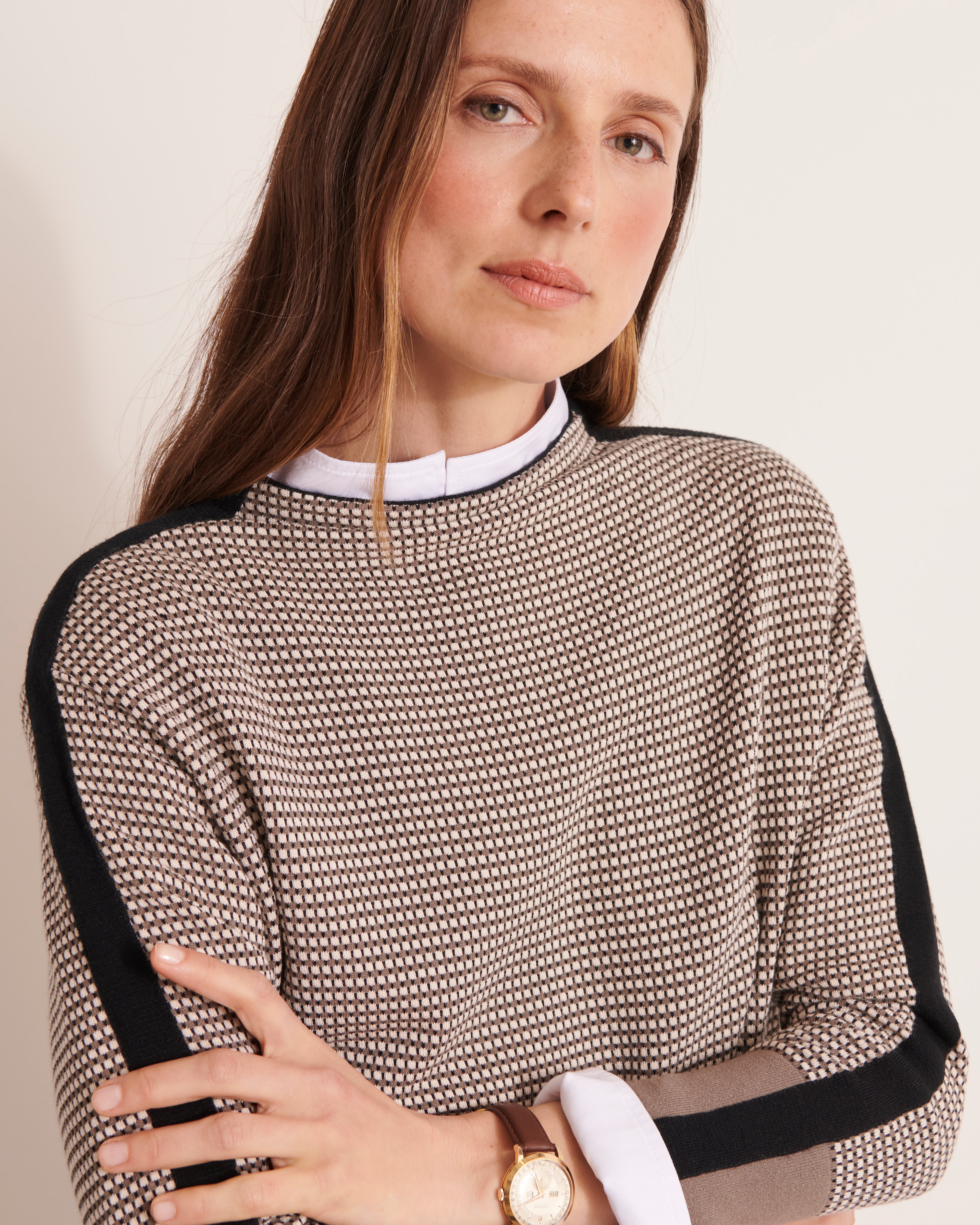 Pull maille jacquard stretch AMSONIA12/12045/921