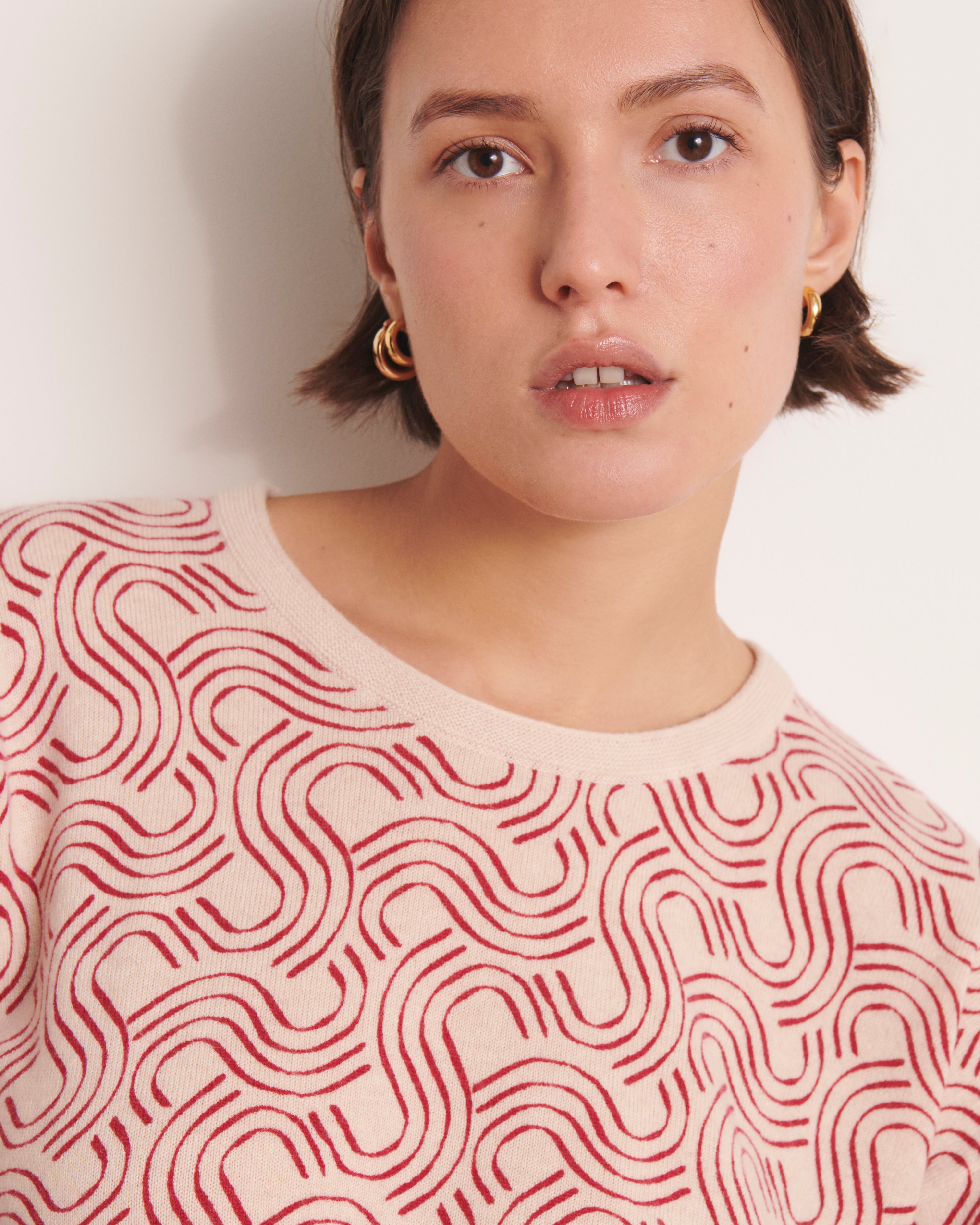 pull en maille imprimé géométrique laine et cachemire