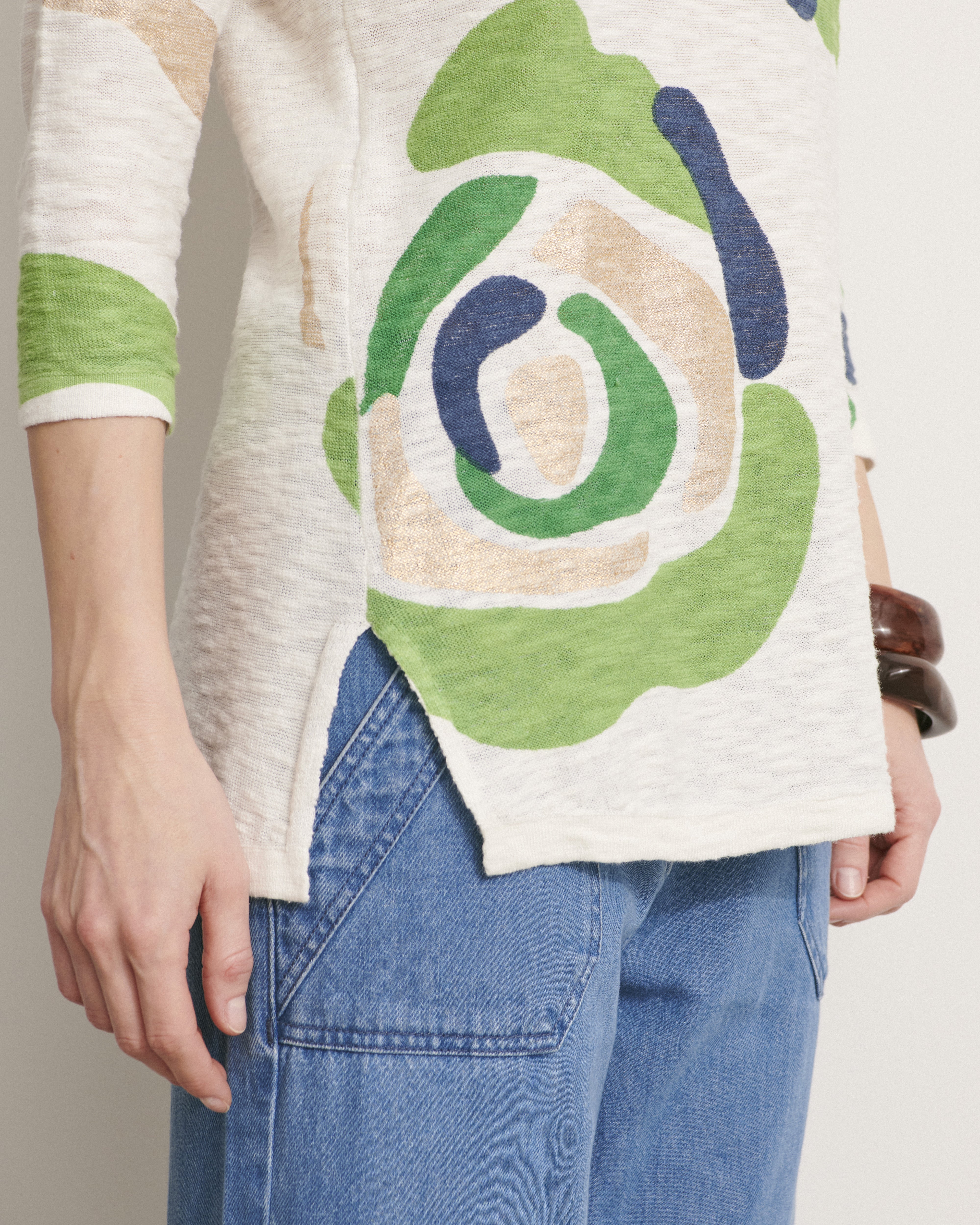 Pull en maille encolure V ANEMONE-L-LIN11/11208/851