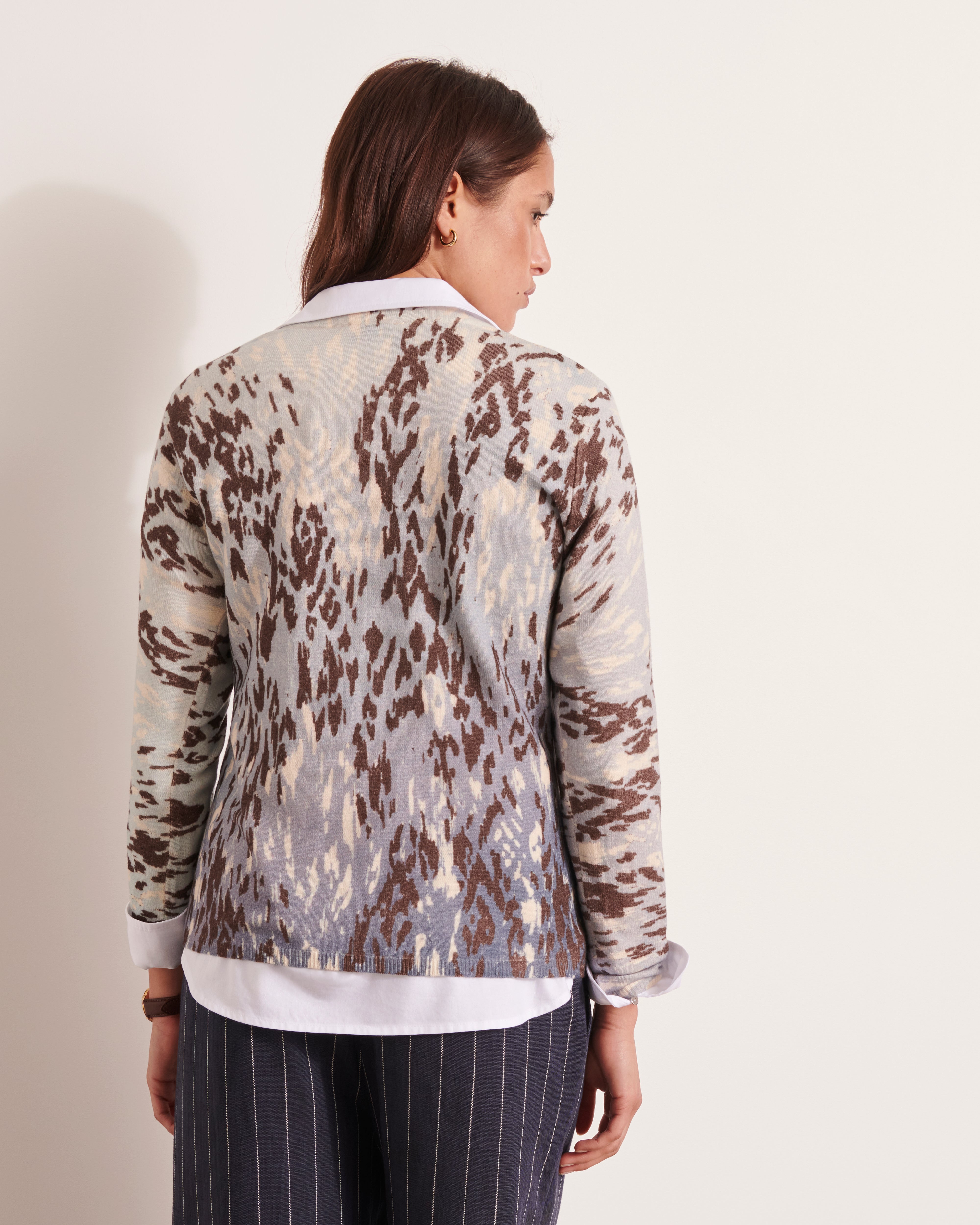 pull imprimée motif animalier en laine et cachemire