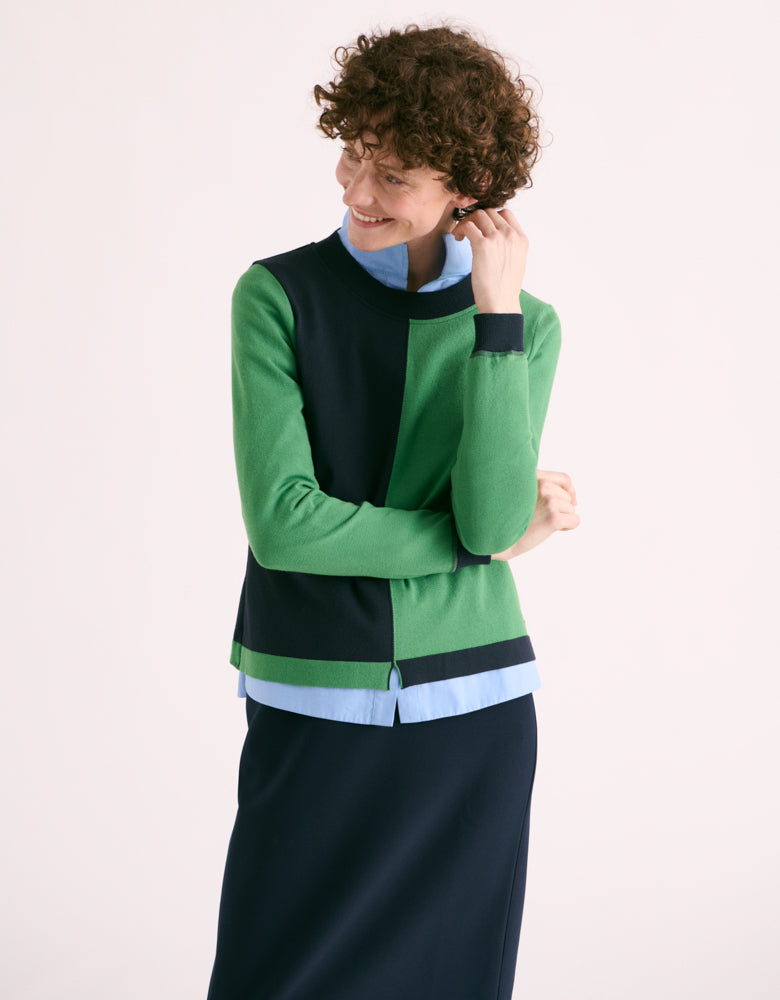 Two-tone knit sweater ANKO/88095/861